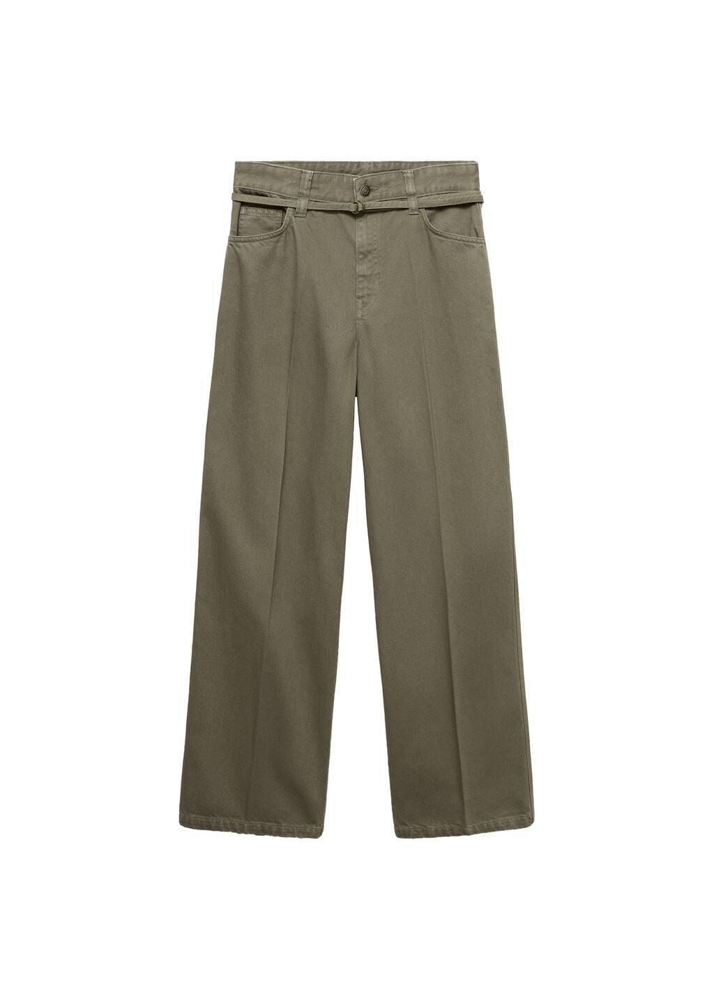 Khaki Wideleg Jeans With Belt Detail, , large image number 2