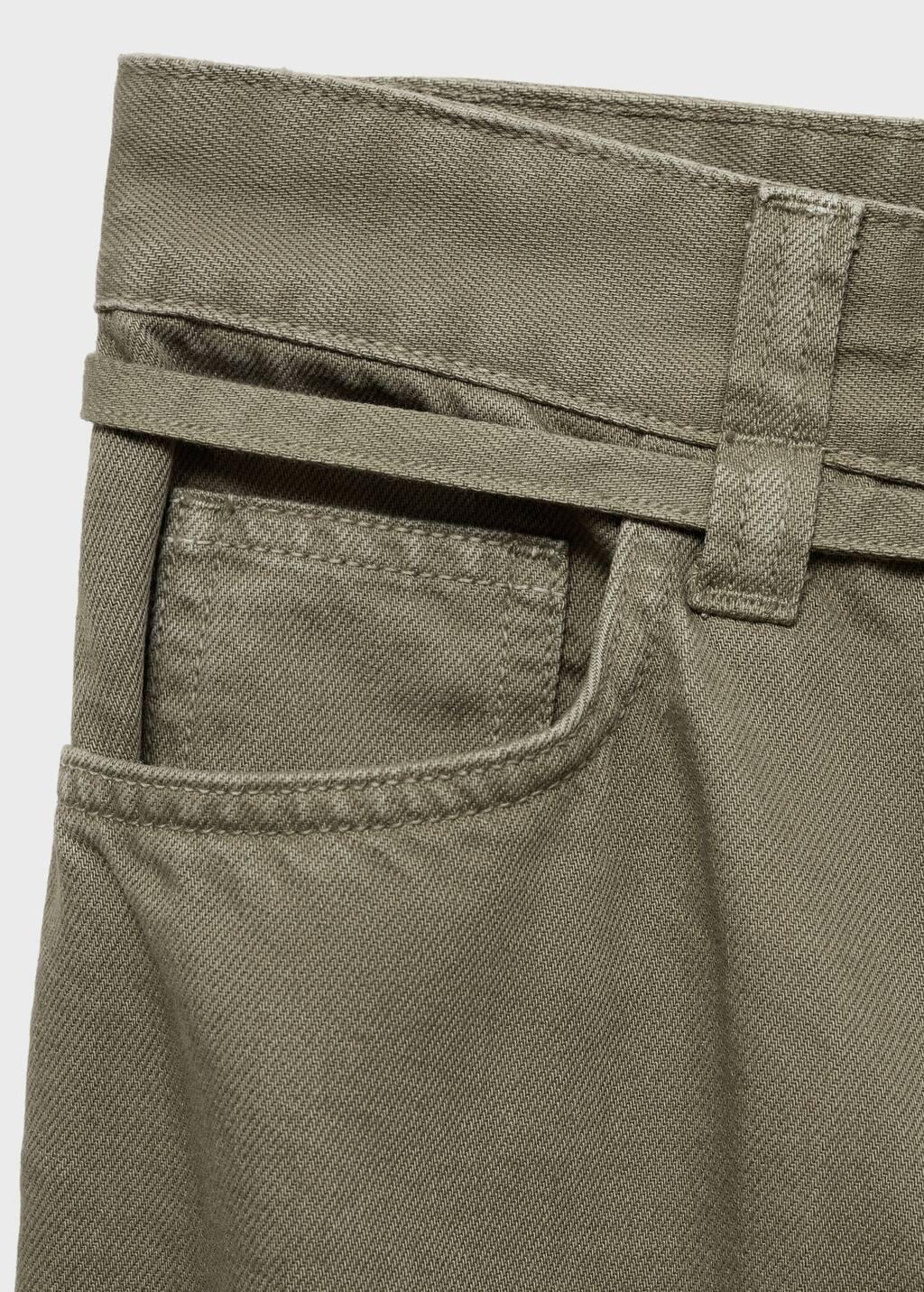 Khaki Wideleg Jeans With Belt Detail, , large image number 3