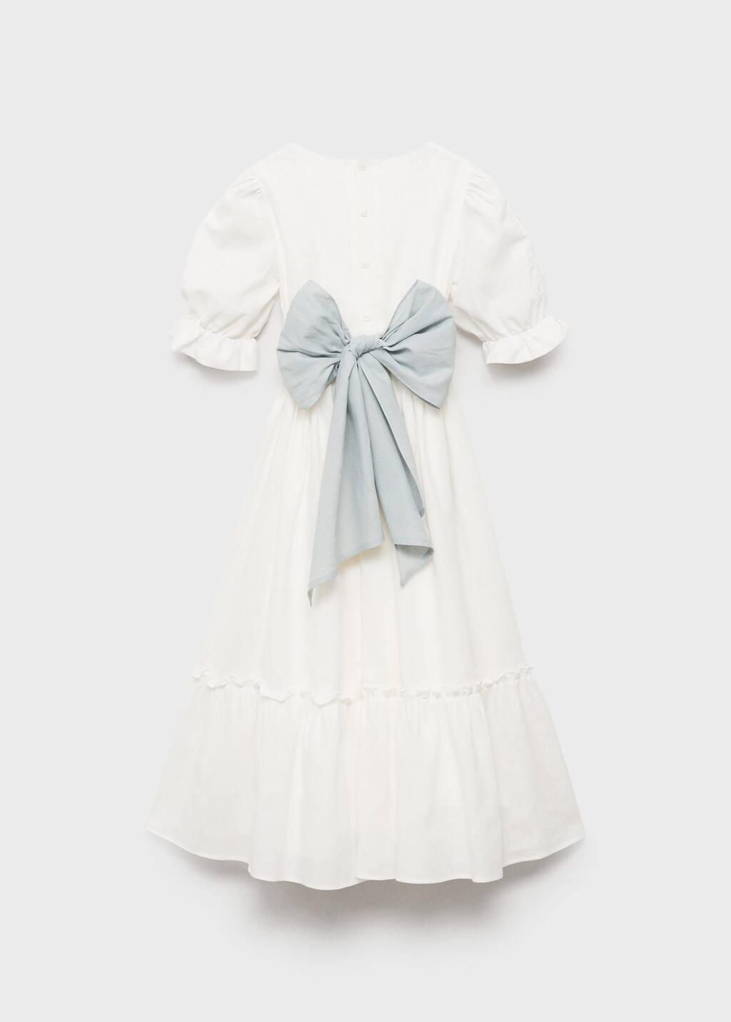 White Ruffled Linen Dress, Kids Girl, , large image number 1