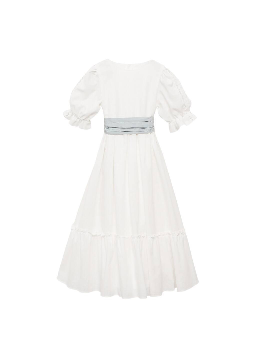 White Ruffled Linen Dress, Kids Girl, , large image number 6