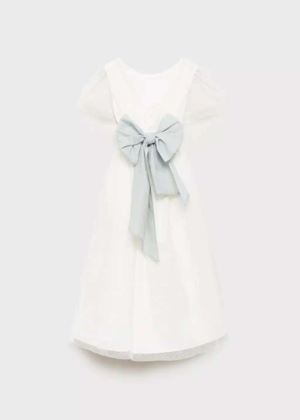 White Bow Plumeti Dress, Kids Girl, , large image number 1