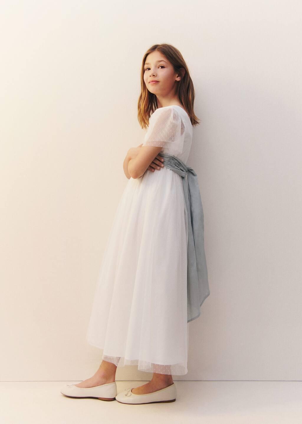 White Bow Plumeti Dress, Kids Girl, , large image number 2