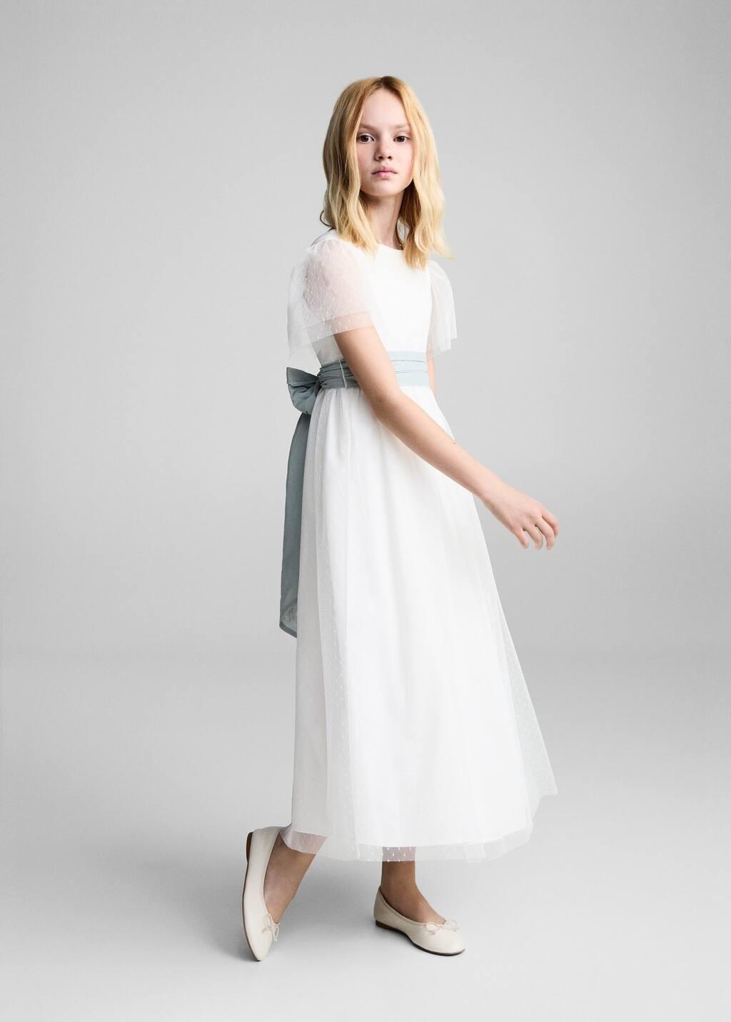 White Bow Plumeti Dress, Kids Girl, , large image number 4
