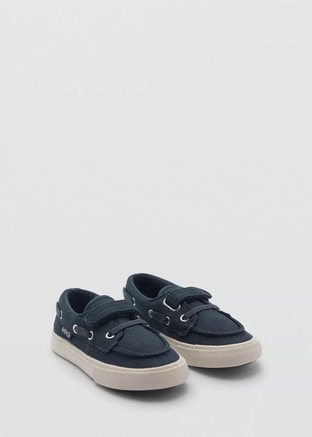Blue Velcro Nautical Sports Shoes, Baby Boy, , medium