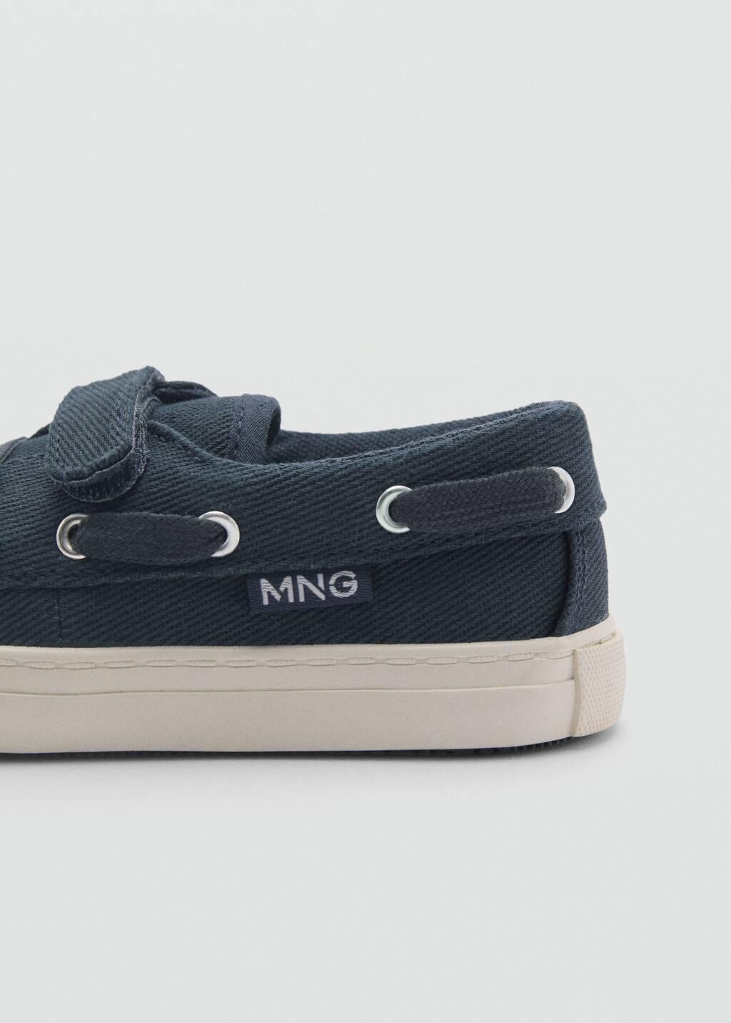 Blue Velcro Nautical Sports Shoes, Baby Boy, , large image number 1