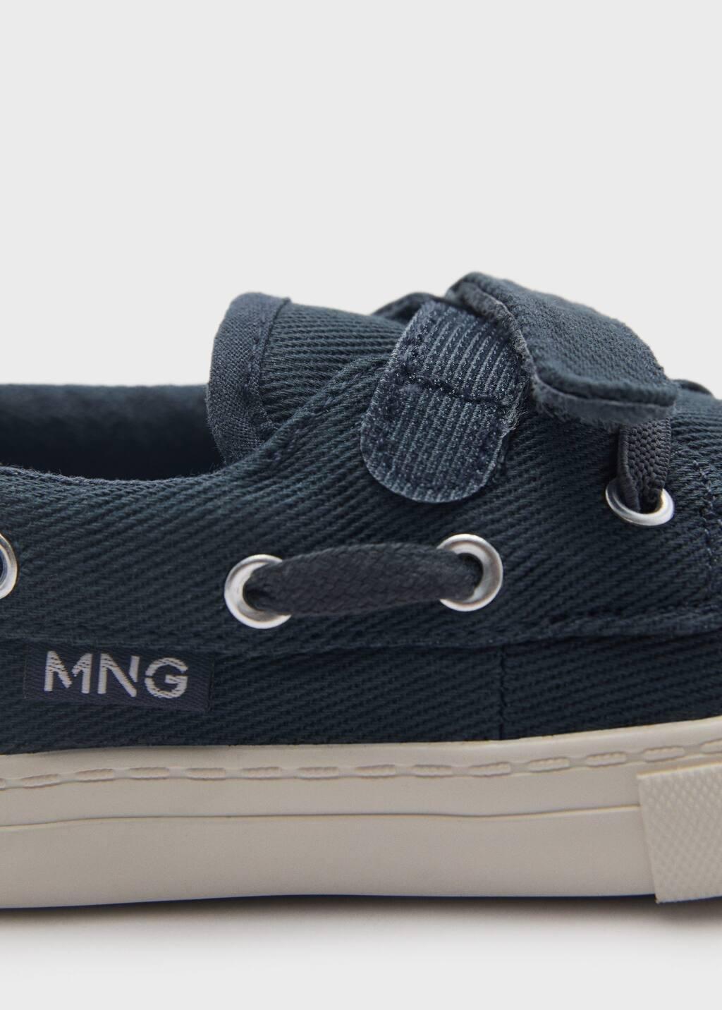 Blue Velcro Nautical Sports Shoes, Baby Boy, , large image number 2