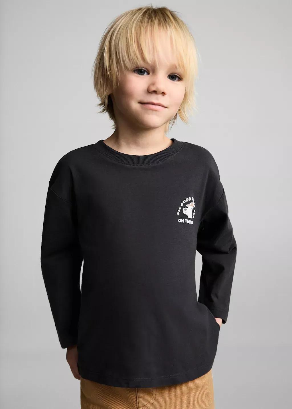 Grey Printed Cotton-Blend T-Shirt, Baby Boy, , large image number 0