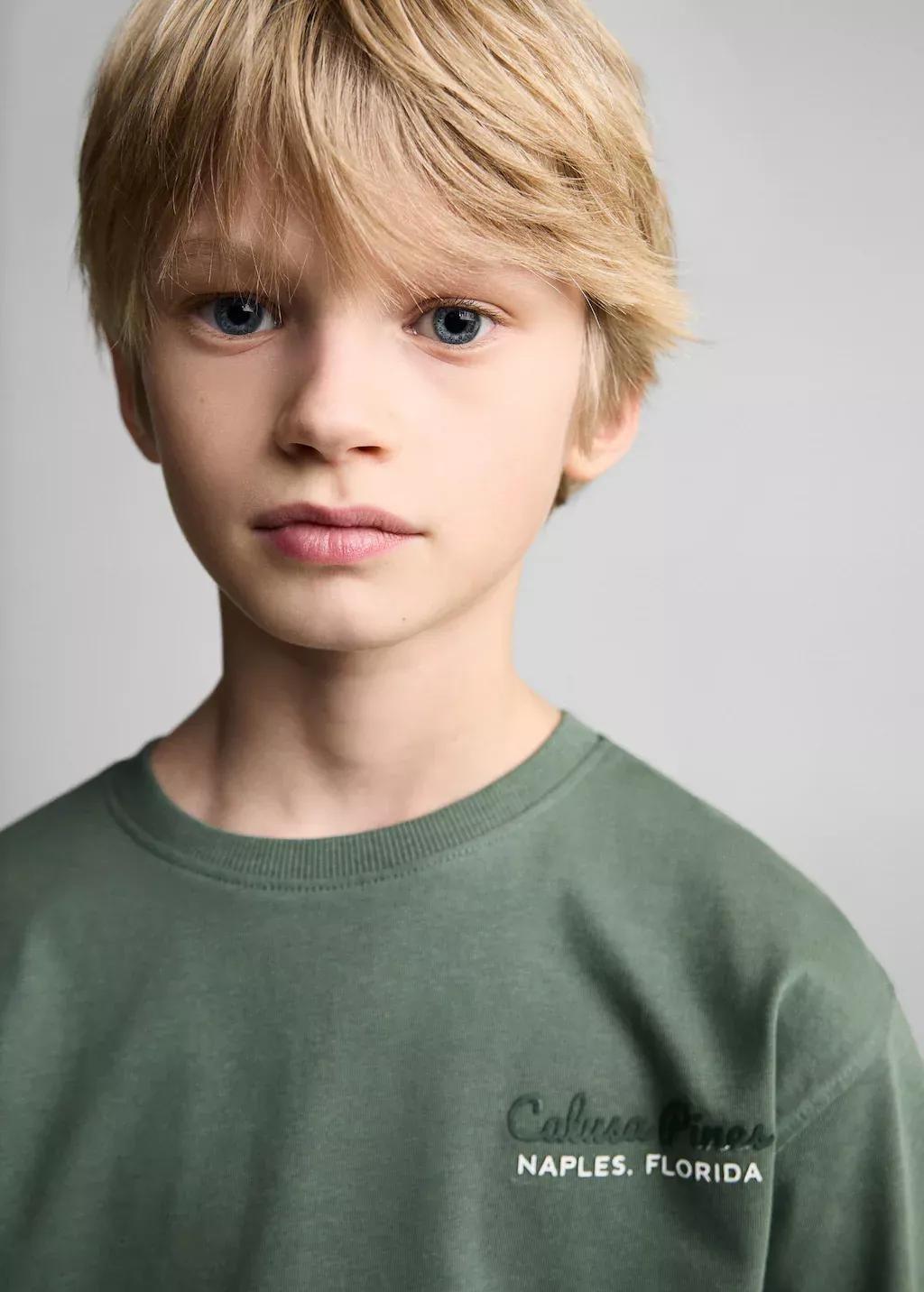 Green Printed Cotton-Blend T-Shirt, Kids Boy, , large image number 1