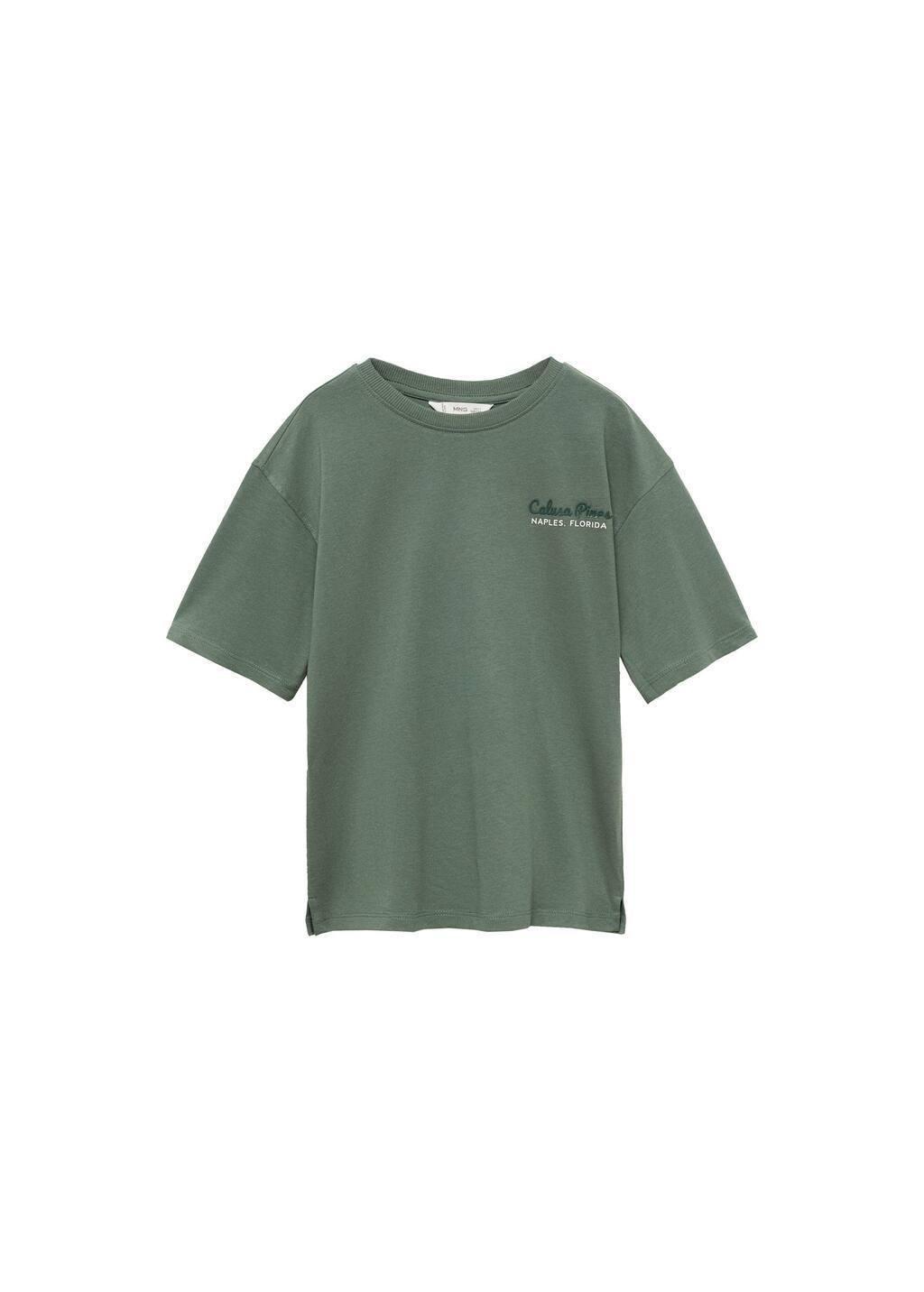 Green Printed Cotton-Blend T-Shirt, Kids Boy, , large image number 2