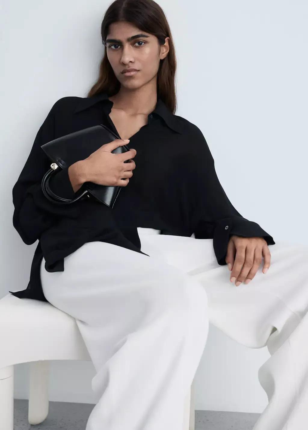 White Straight Knitted Trousers, , large image number 1