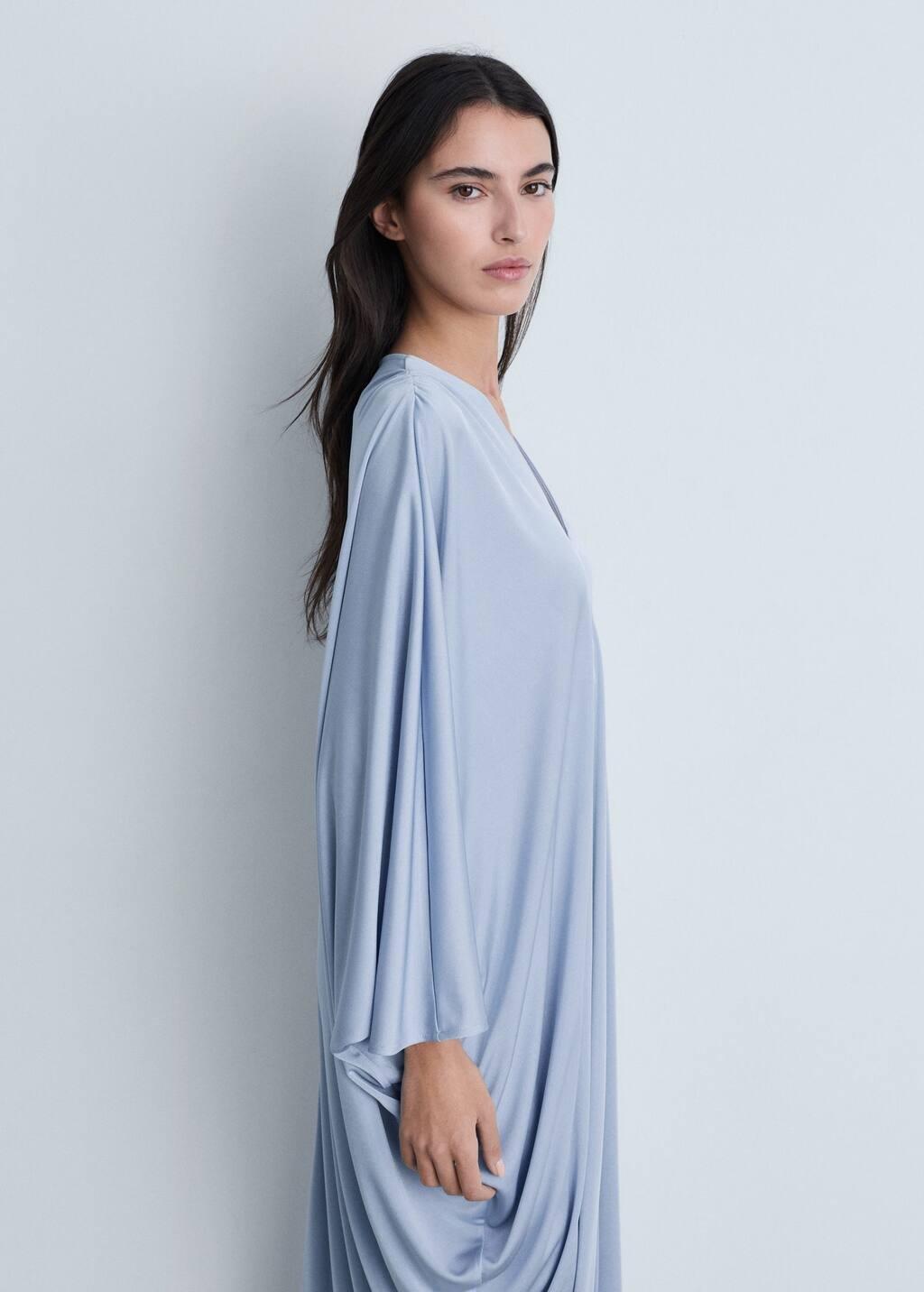 Blue Lt Pastel Asymmetric Draped Gown, , large image number 3