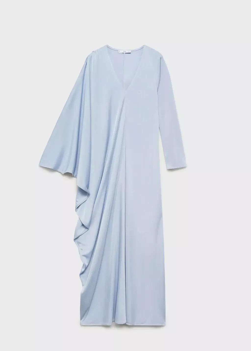 Blue Lt Pastel Asymmetric Draped Gown, , large image number 4