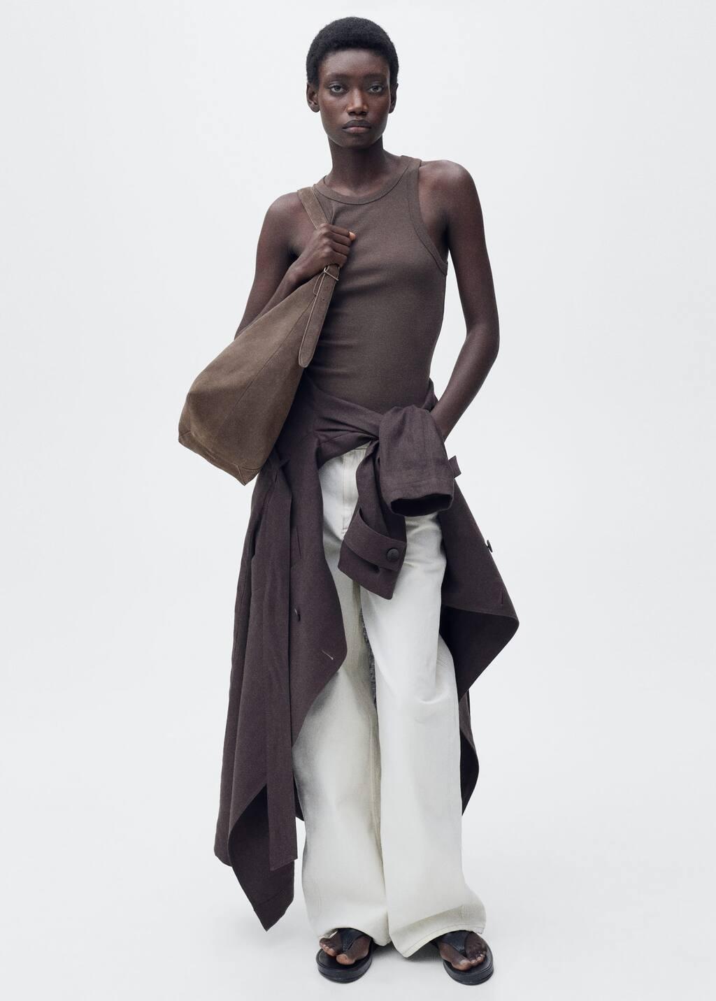 Brown Plain Handmade Shopper, Medium Brown, large image number 5