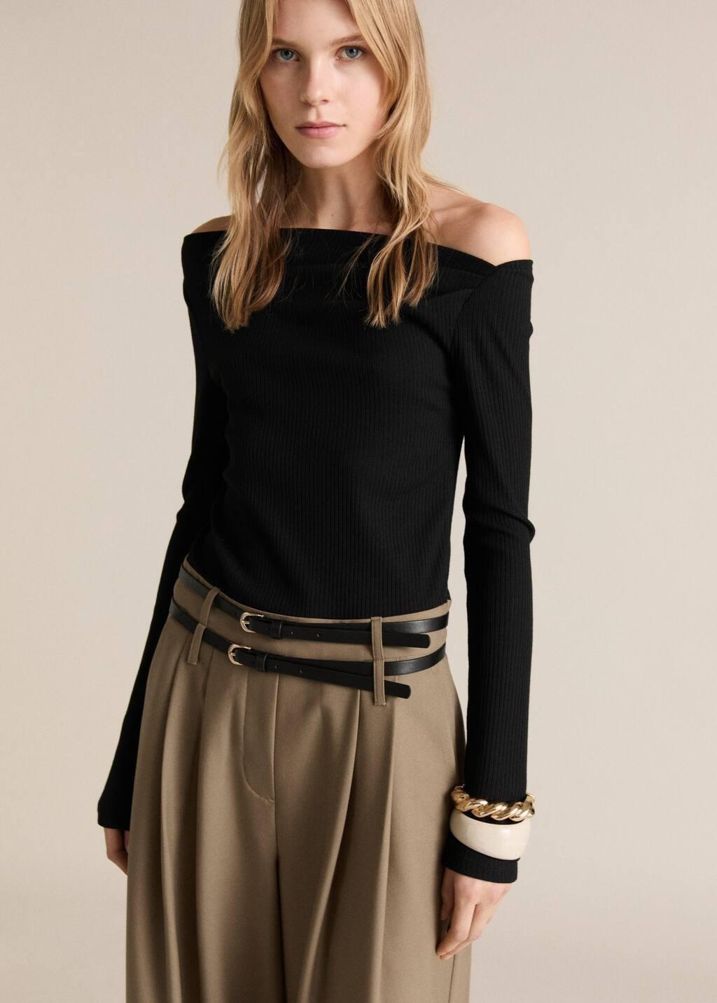 Black Combined Fabric Belt Jumpsuit, , large image number 0