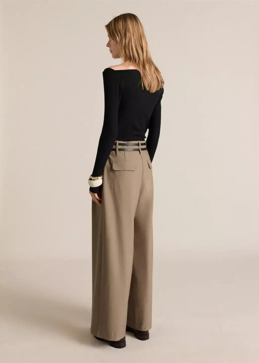 Black Combined Fabric Belt Jumpsuit, , large image number 6