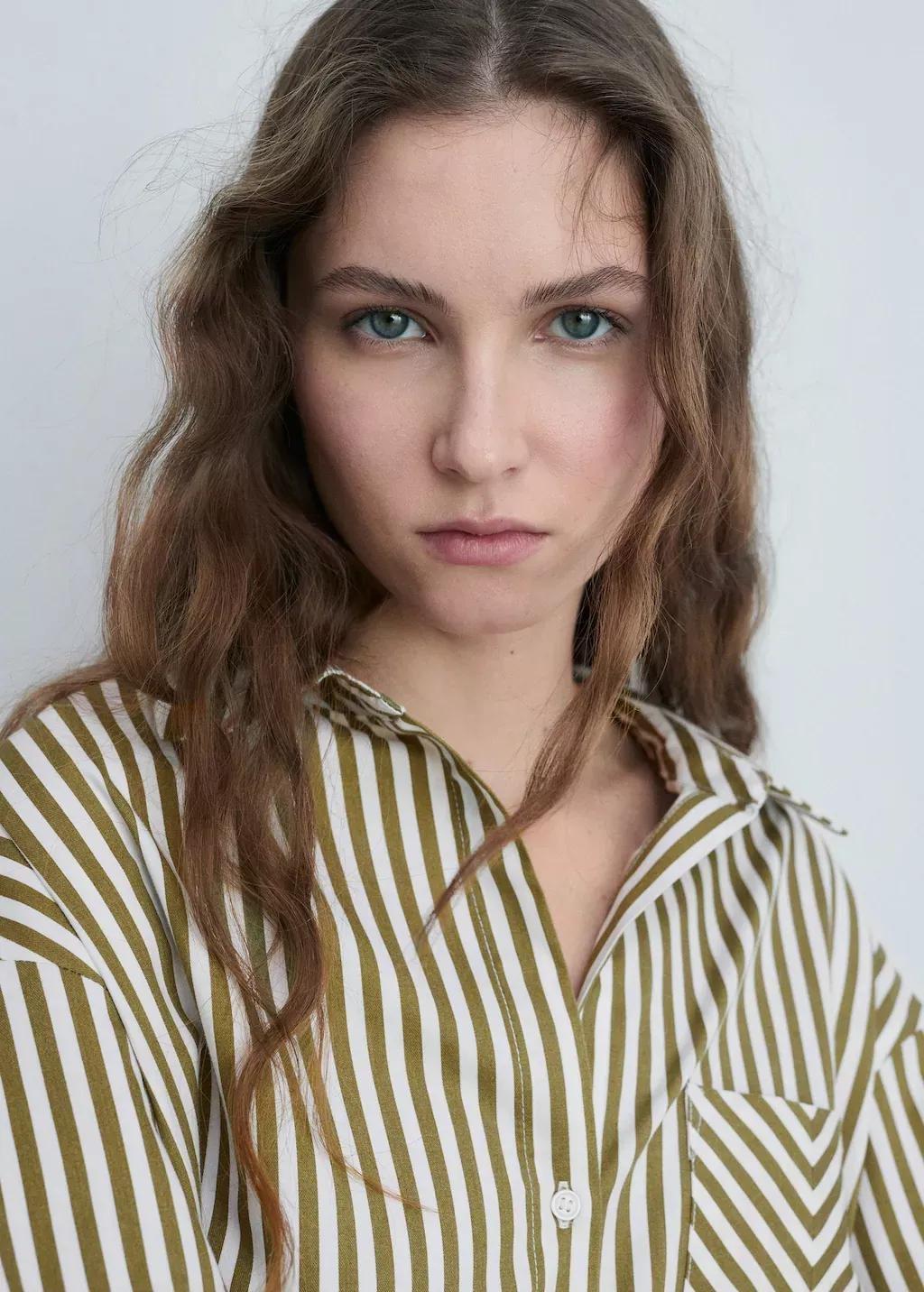 Green Striped Shirt With Contrasting Pocket, , large image number 1