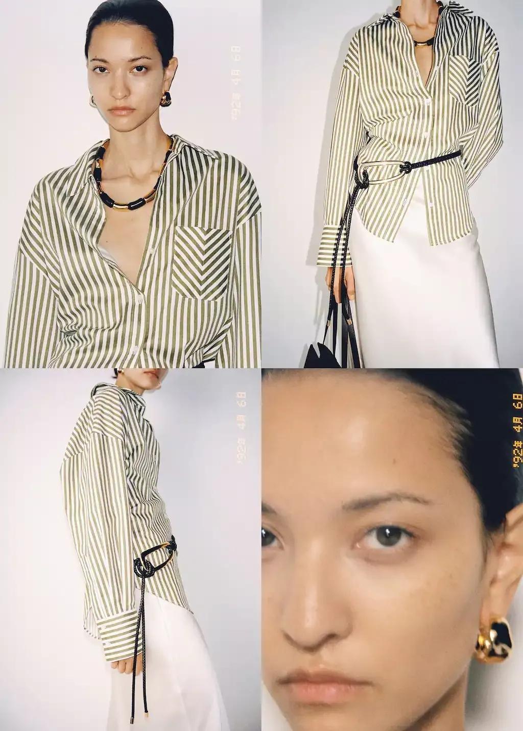 Green Striped Shirt With Contrasting Pocket, , large image number 4