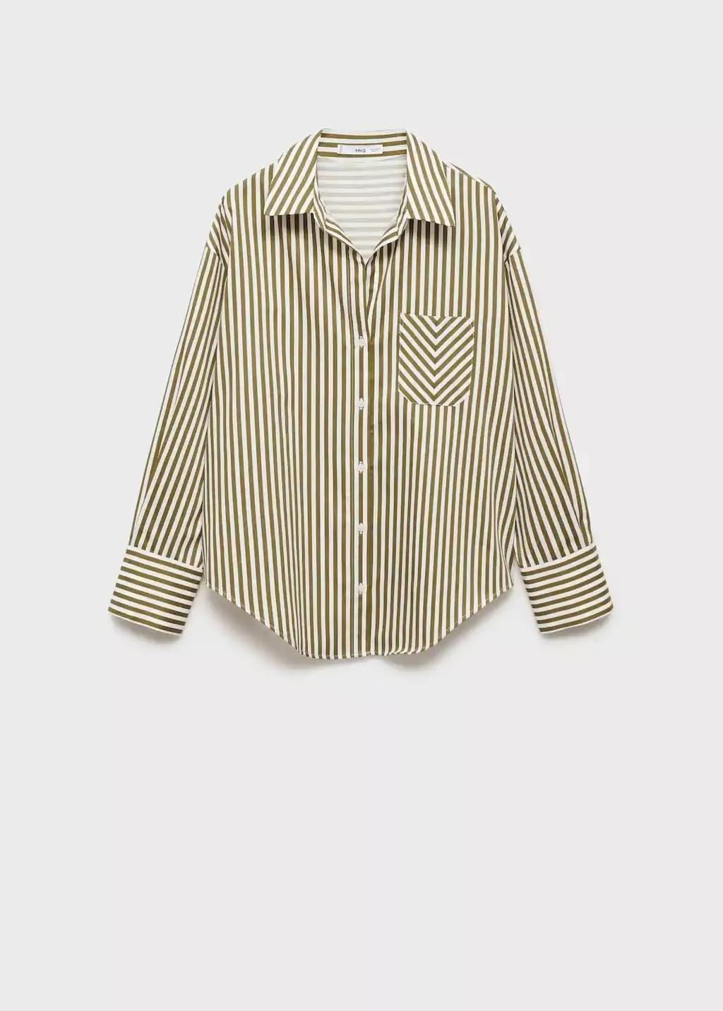 Green Striped Shirt With Contrasting Pocket, , large image number 5