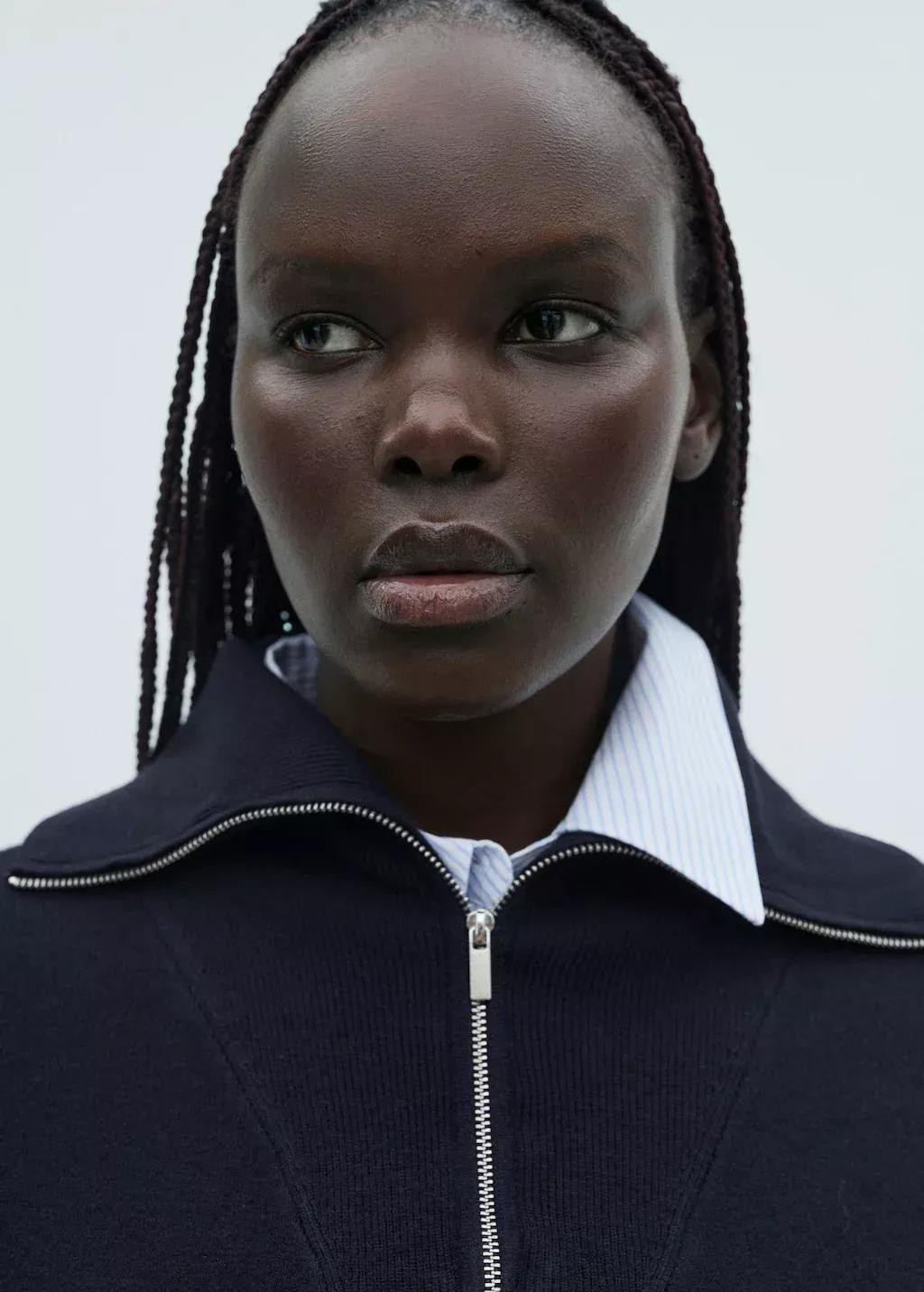 Navy Zip Neck Jumper, , large image number 6