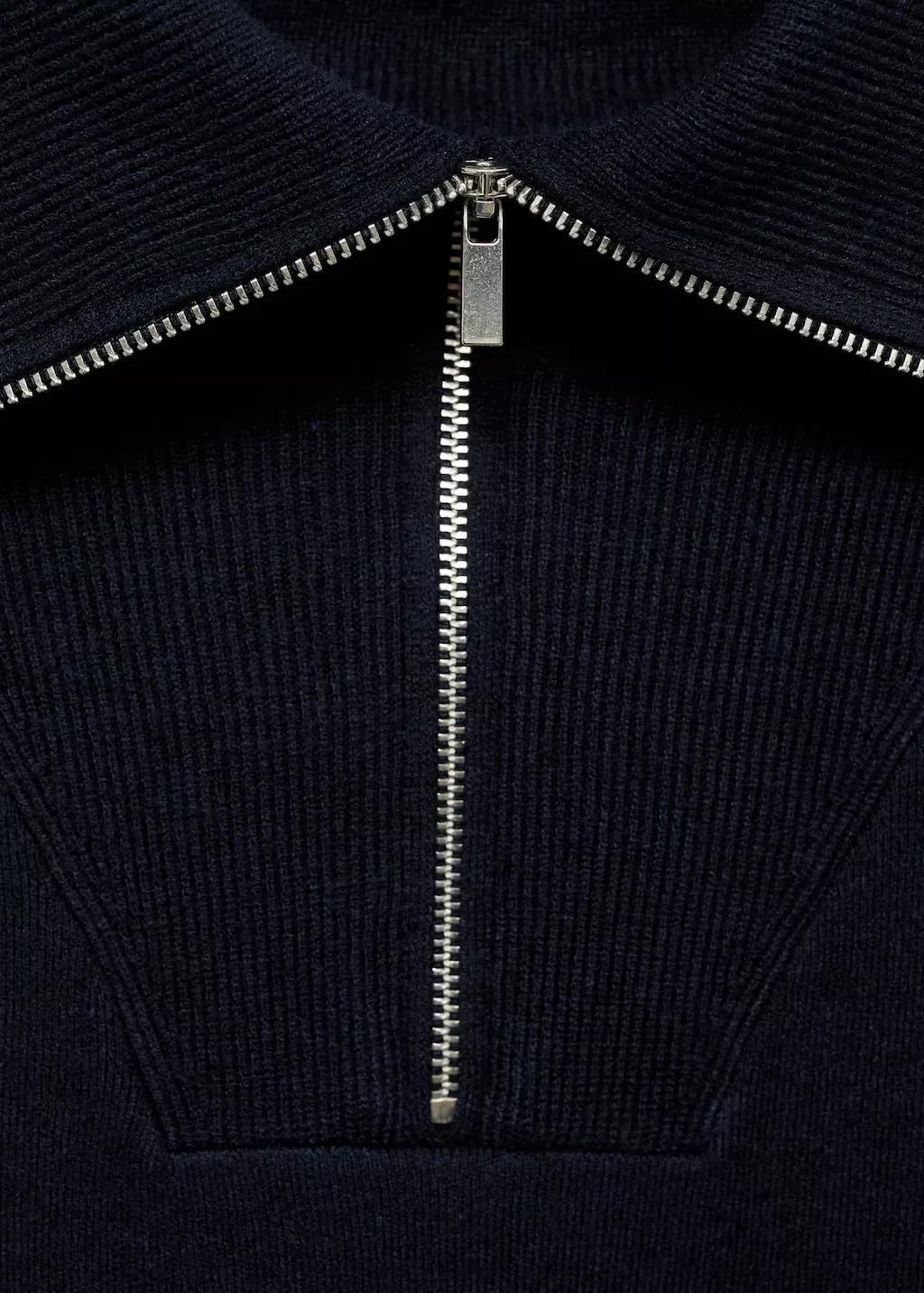 Navy Zip Neck Jumper, , large image number 8