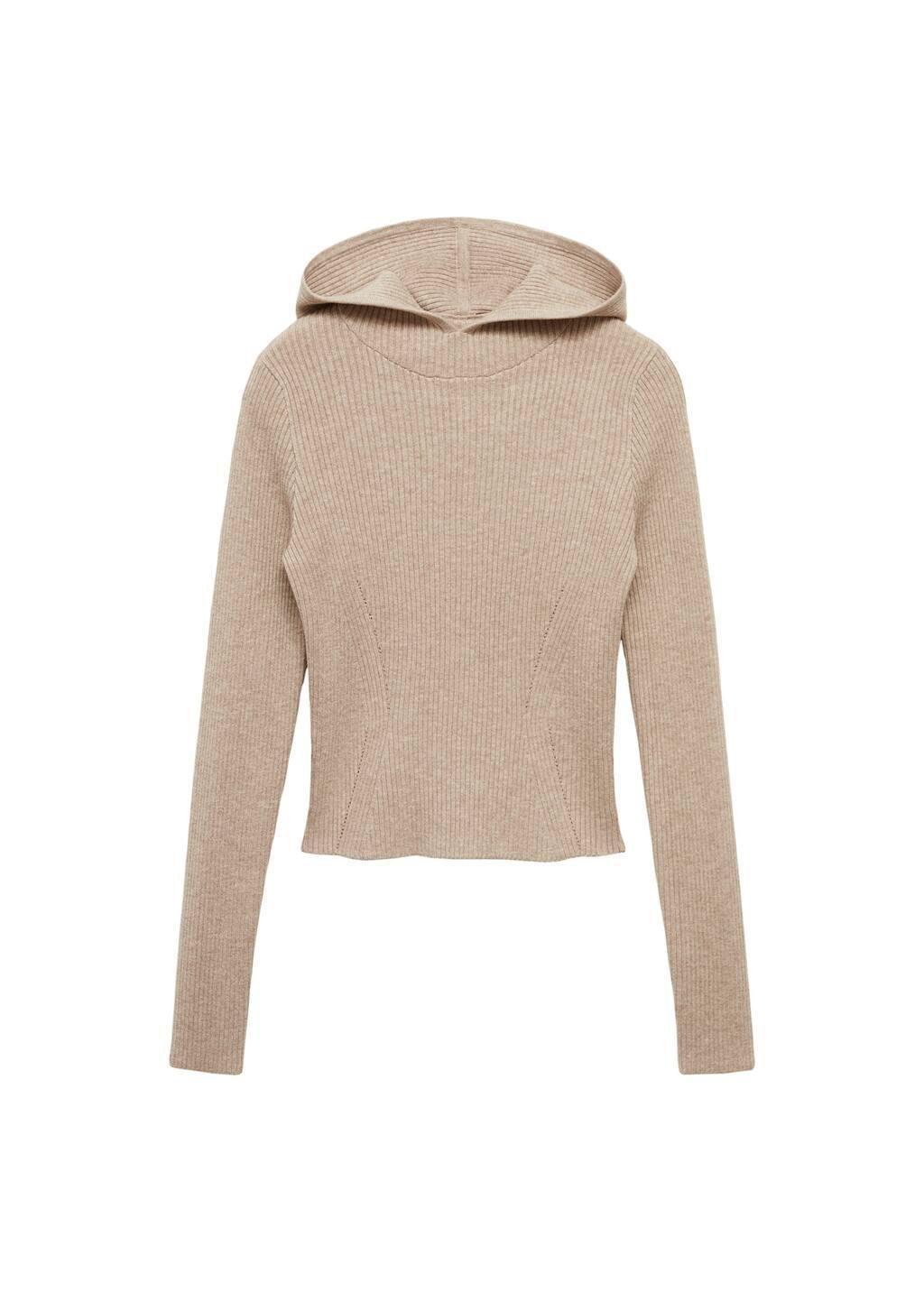 Grey Lt Pastel Ribbed Hooded Sweater, , large image number 2