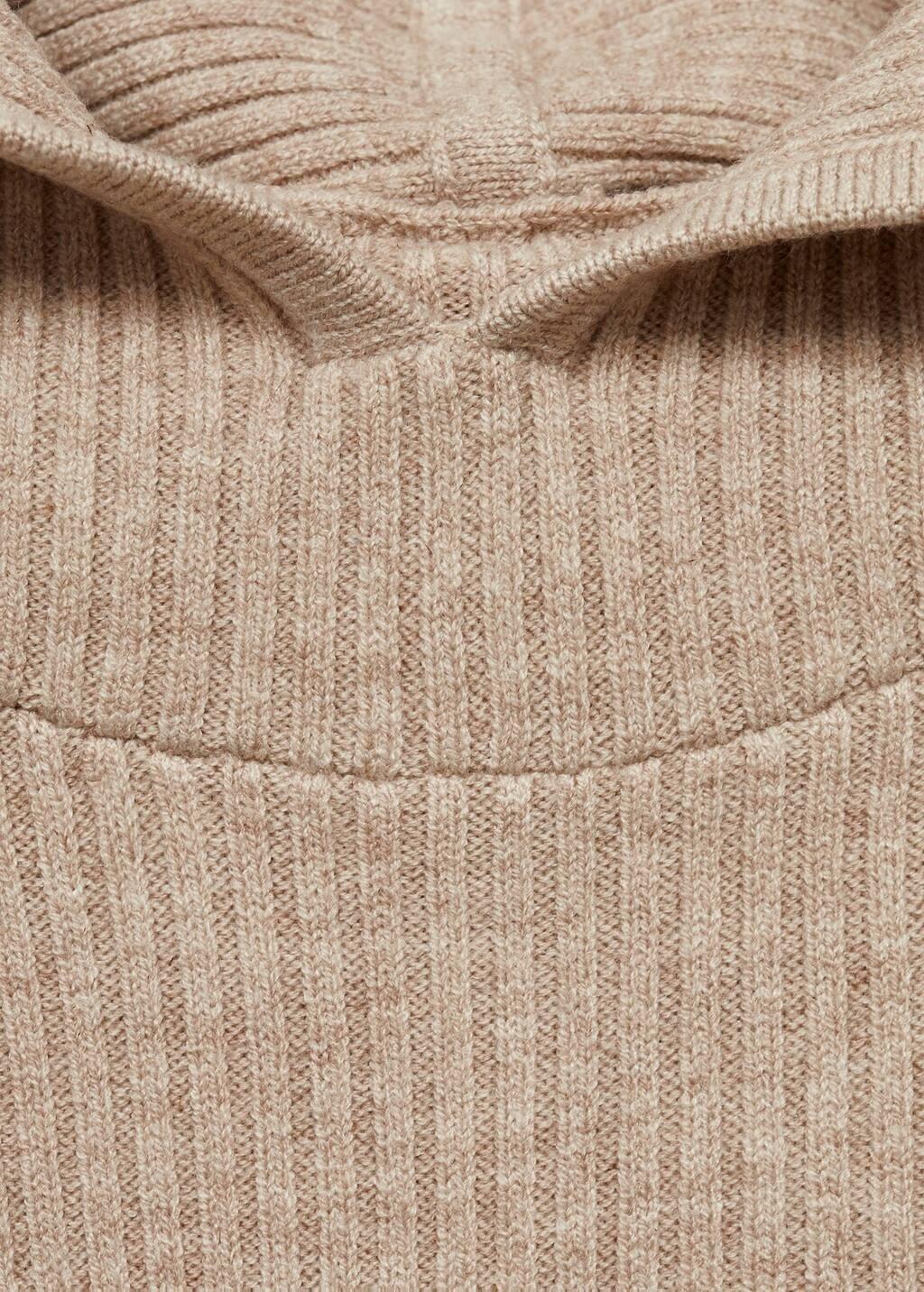 Grey Lt Pastel Ribbed Hooded Sweater, , large image number 3