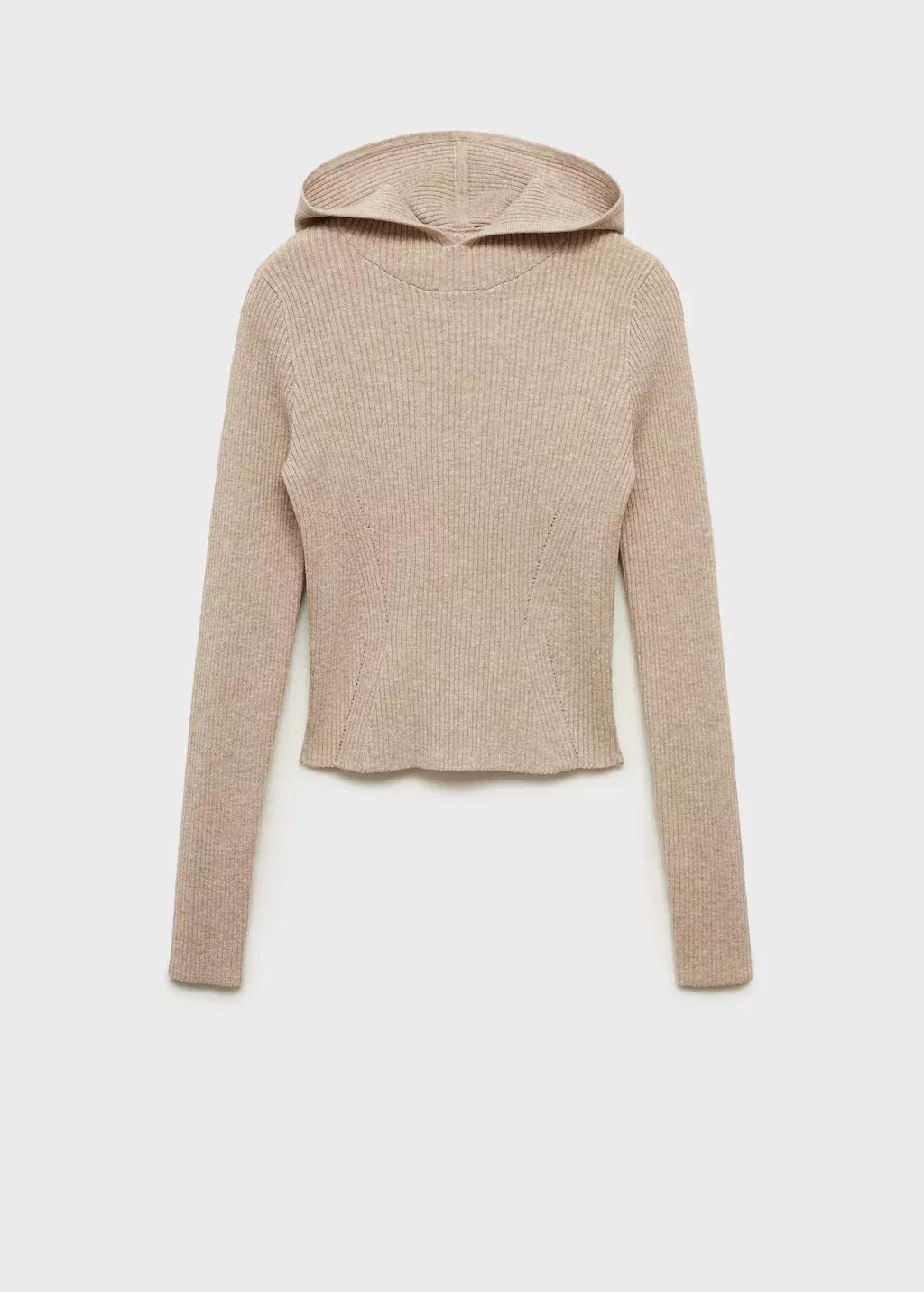 Grey Lt Pastel Ribbed Hooded Sweater, , large image number 4