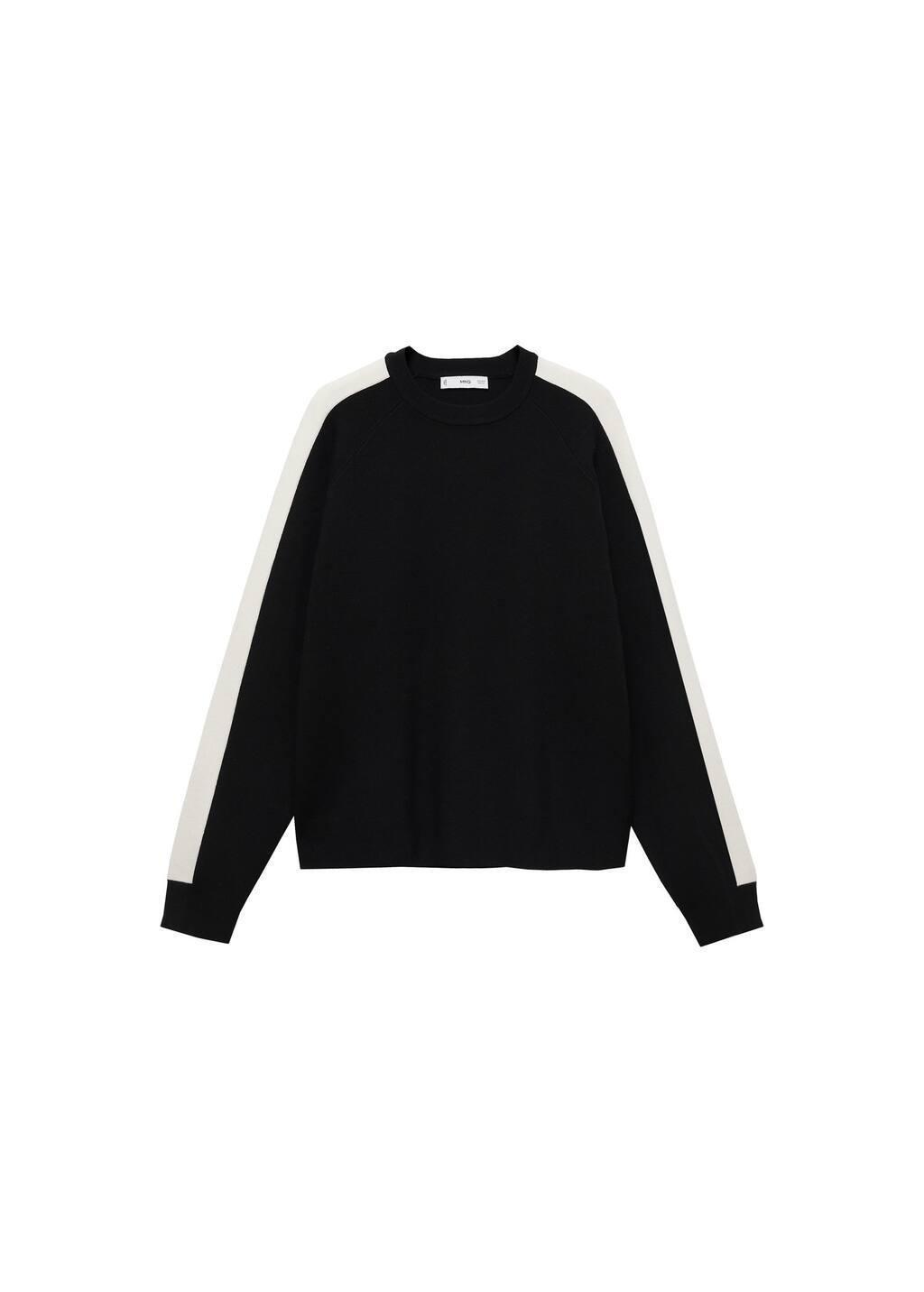 Black Contrasting Stripe Knitted Sweater, , large image number 3