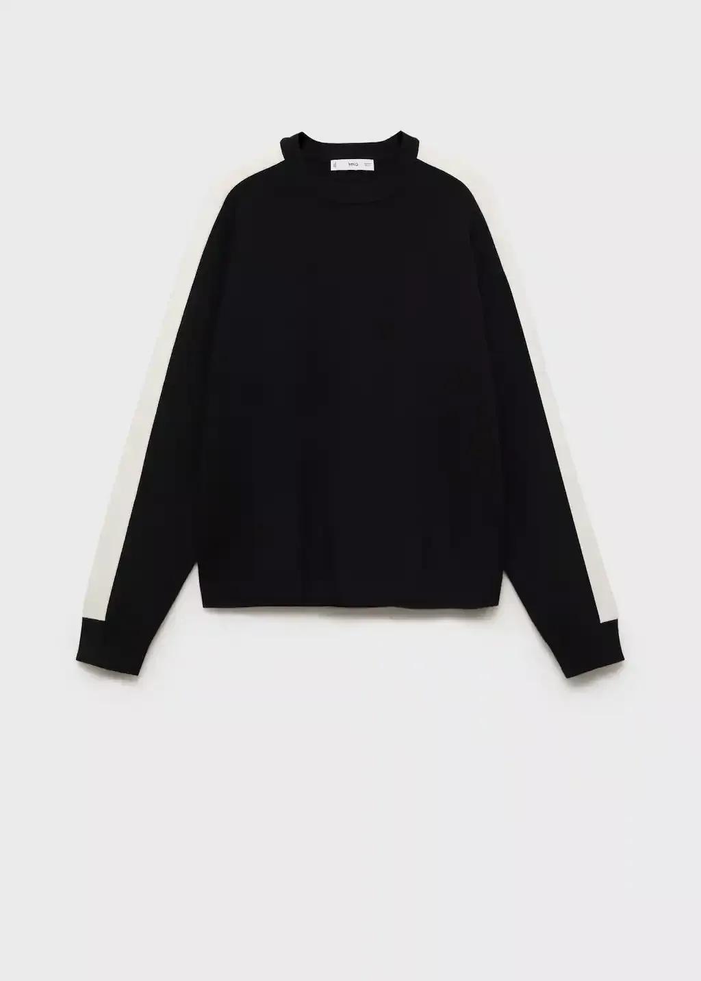 Black Contrasting Stripe Knitted Sweater, , large image number 4