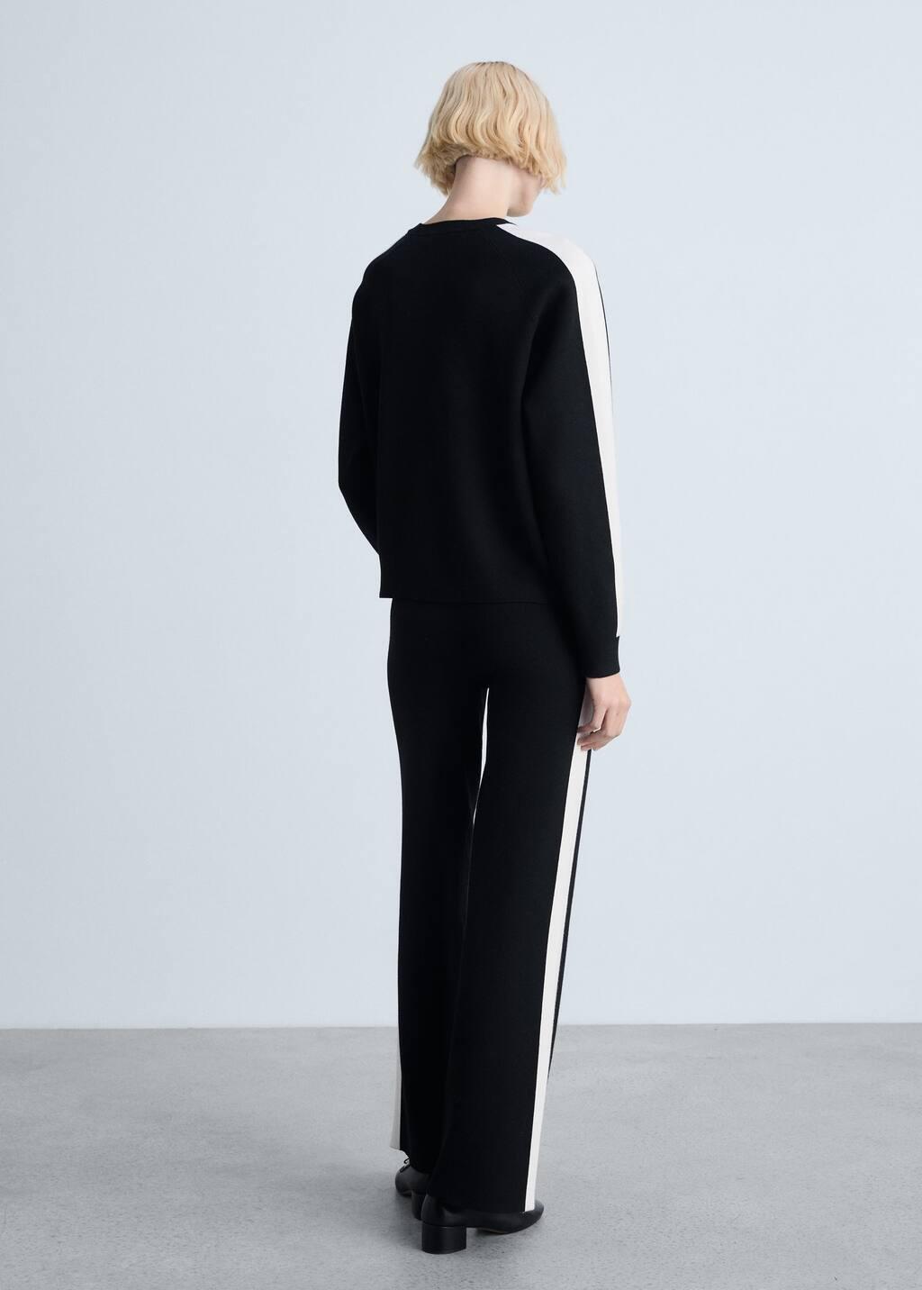 Black Contrasting Stripe Knitted Sweater, , large image number 7