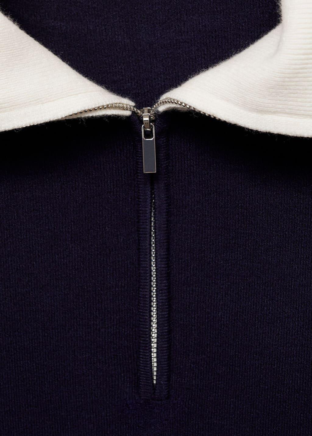 Navy Contrast Collar Knit Sweater, , large image number 5