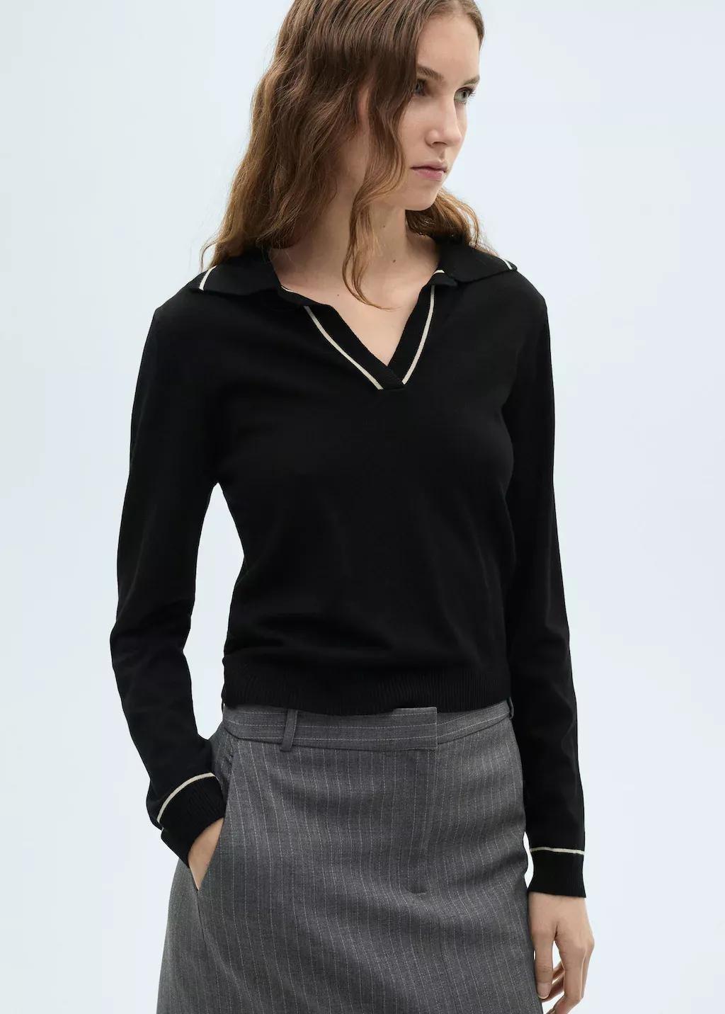 Black Jersey With Contrasting Lapels And Trims, , medium