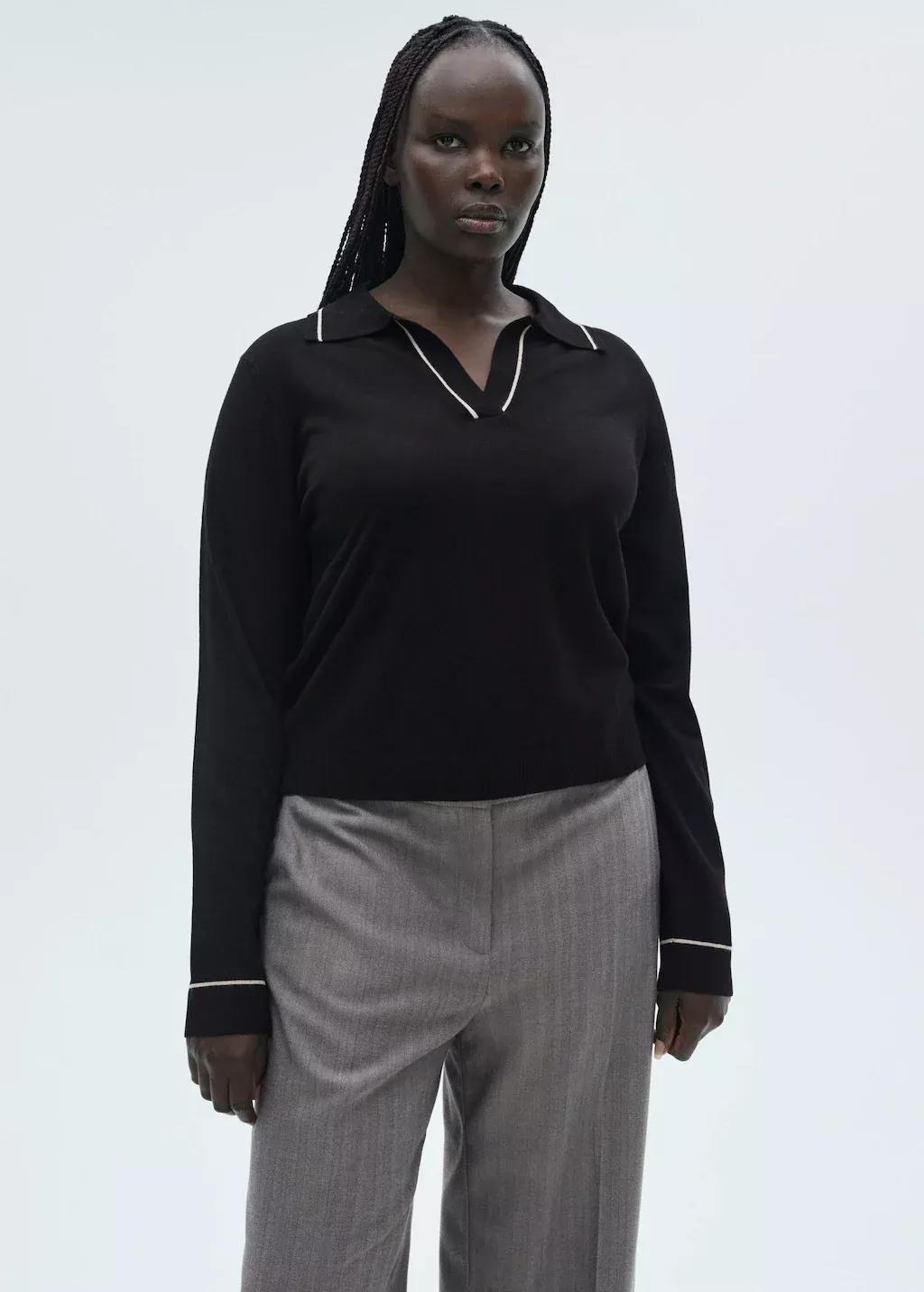 Black Jersey With Contrasting Lapels And Trims, , large image number 6