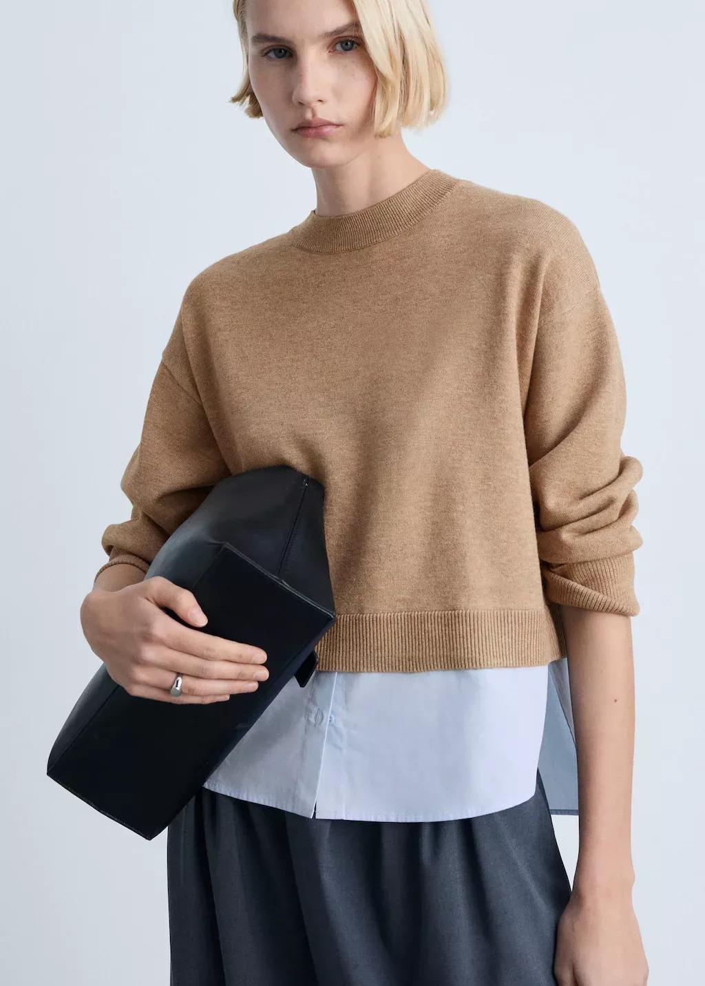 Brown Combined Knitted Sweater, , large image number 0
