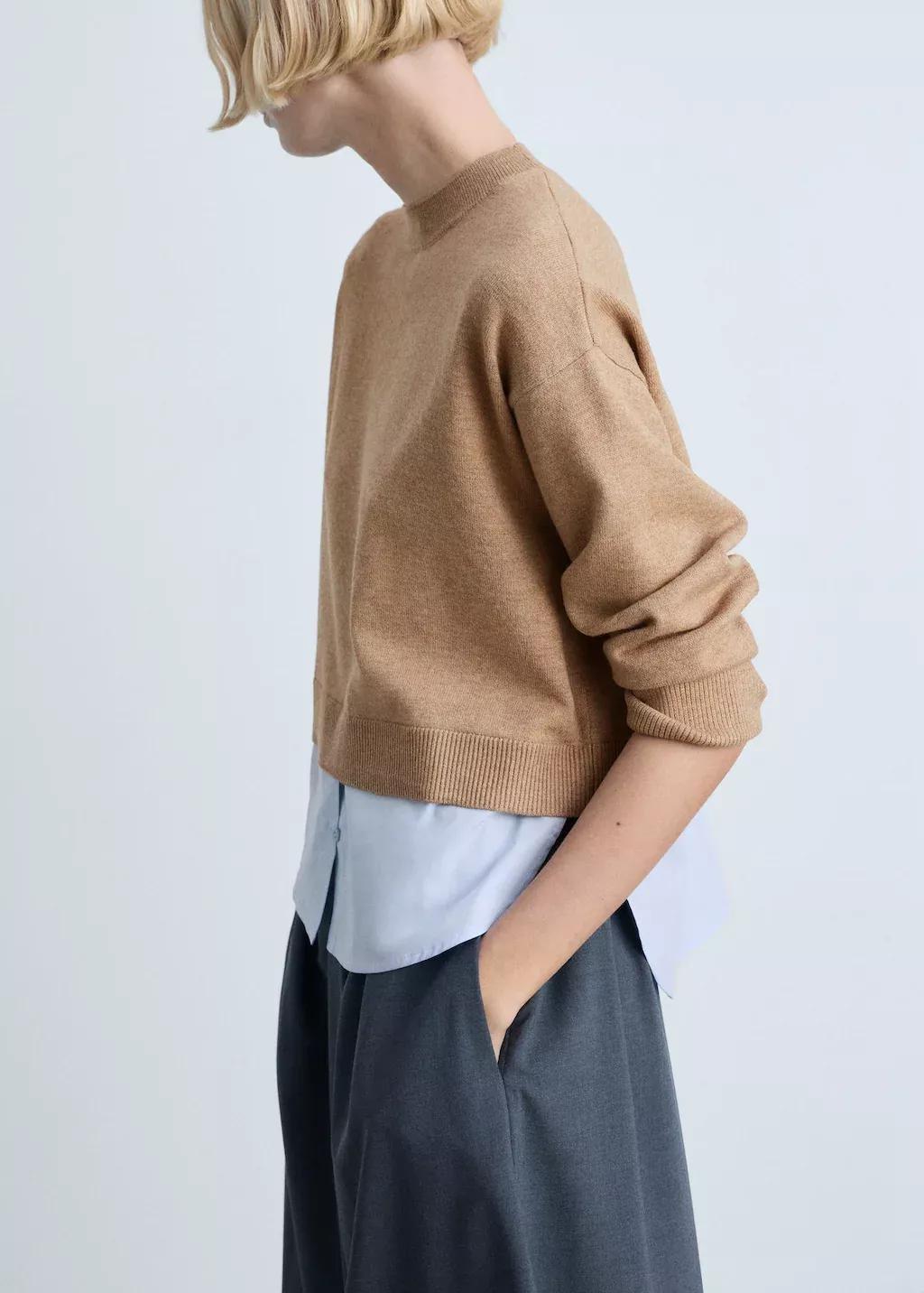Brown Combined Knitted Sweater, , large image number 1