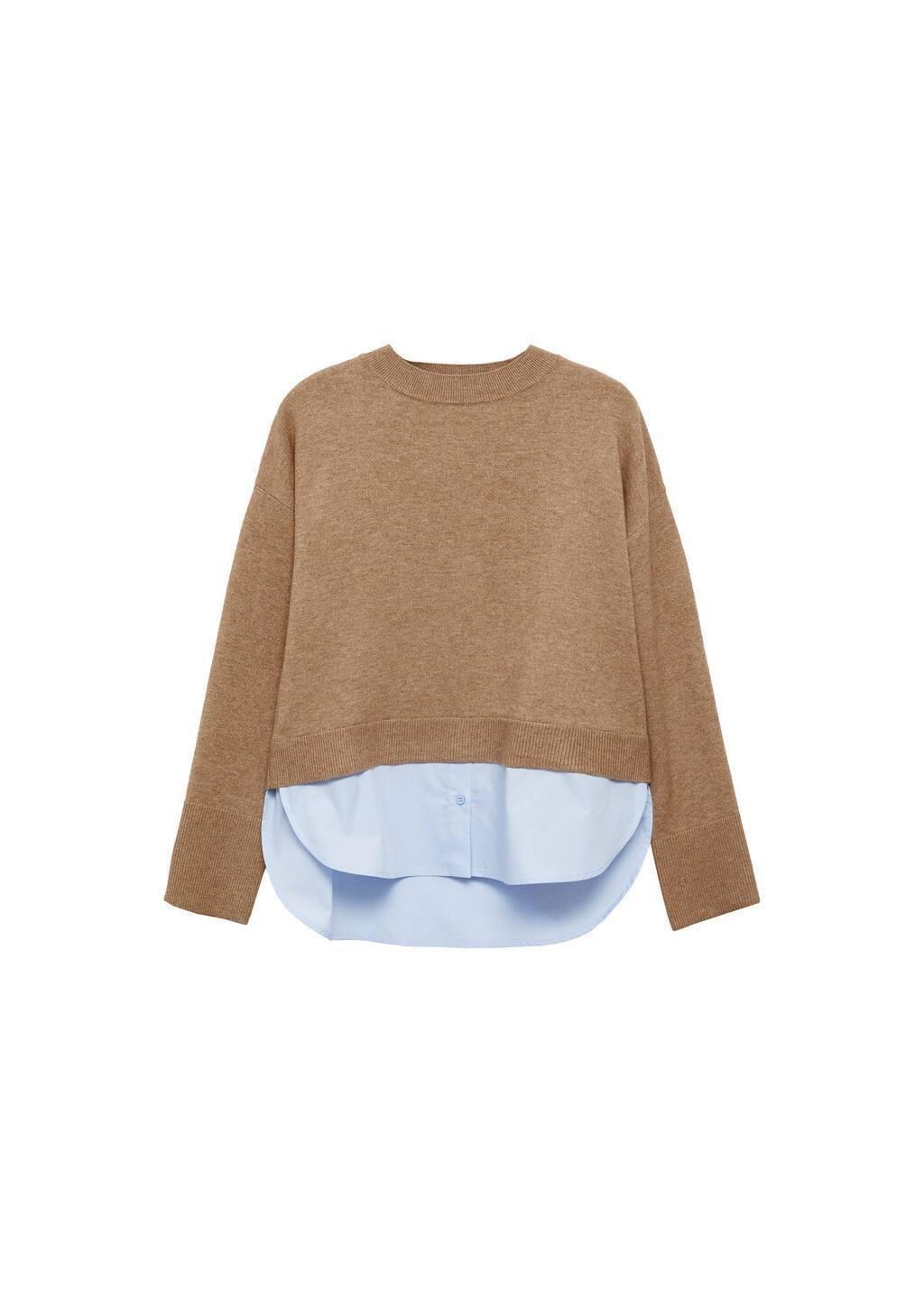 Brown Combined Knitted Sweater, , large image number 2