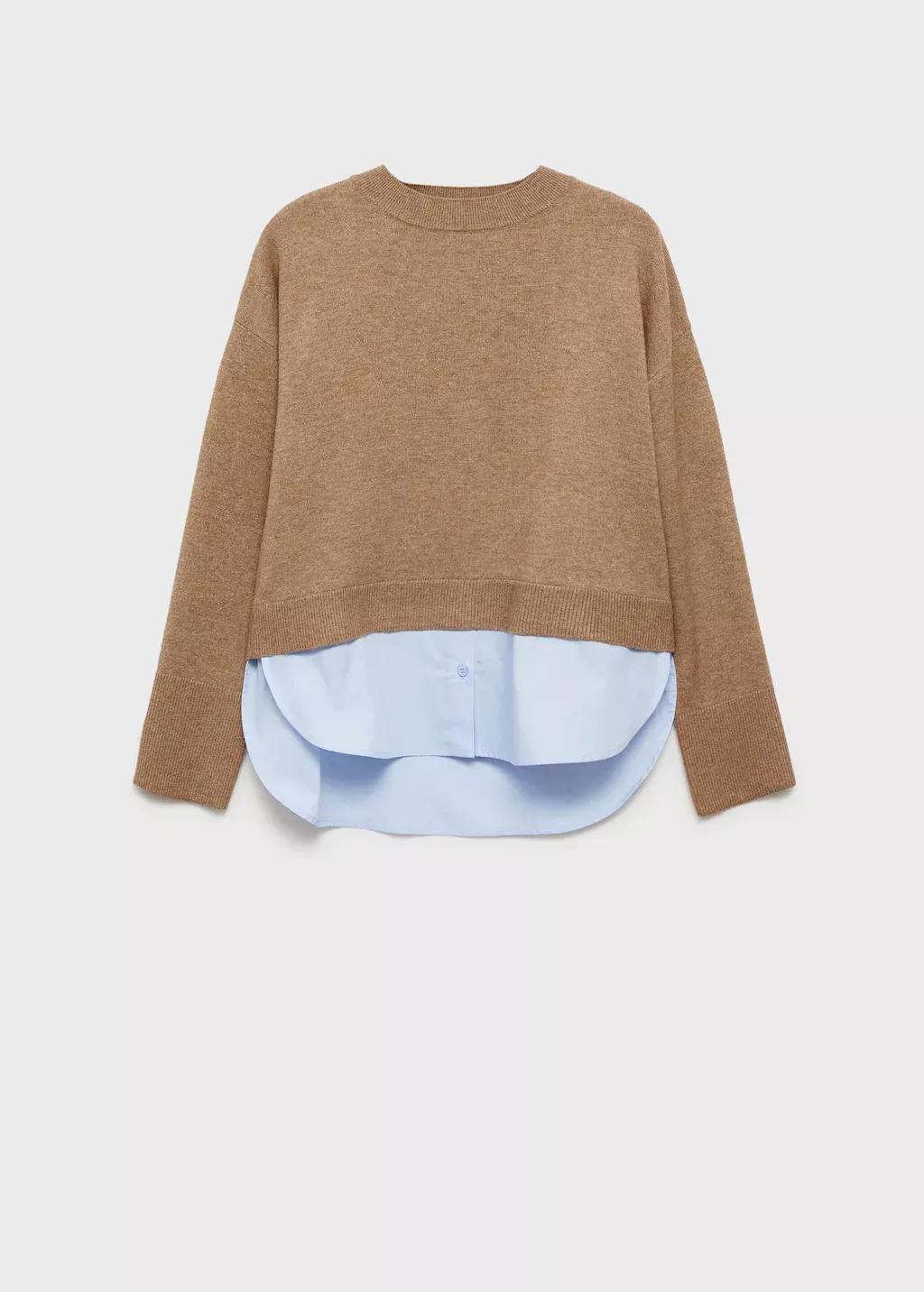 Brown Combined Knitted Sweater, , large image number 4