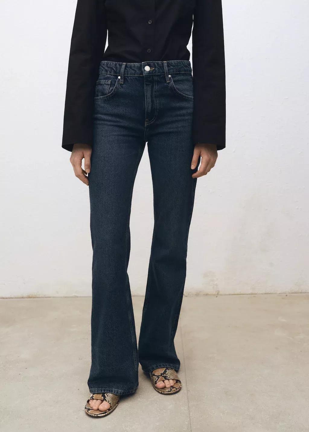 Blue Mid-Rise Flare Jeans, , large image number 0