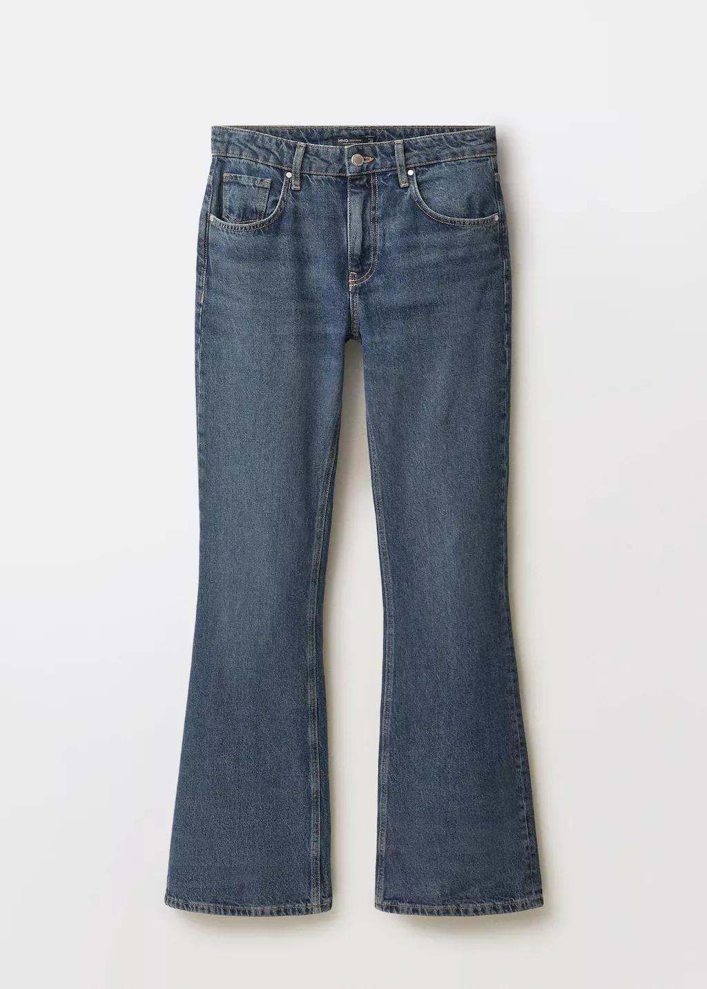 Blue Mid-Rise Flare Jeans, , large image number 4