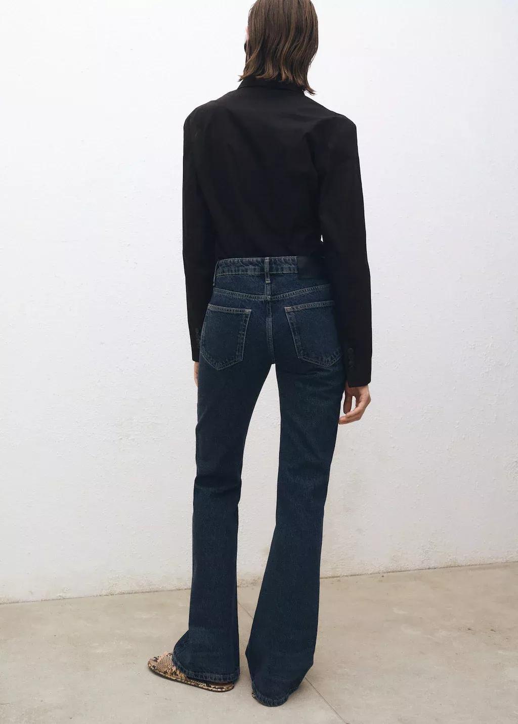 Blue Mid-Rise Flare Jeans, , large image number 5
