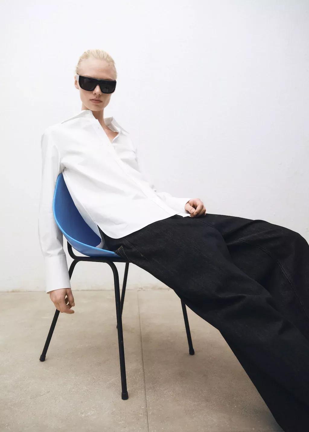 White Oversize Cotton Shirt, , large image number 1