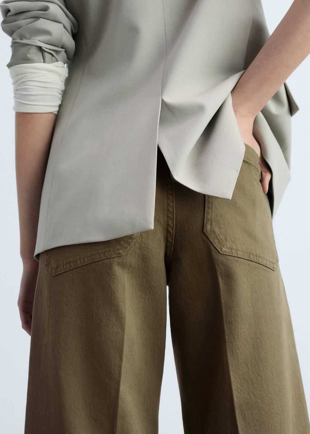 Khaki Wideleg Jeans With Pockets, , large image number 1