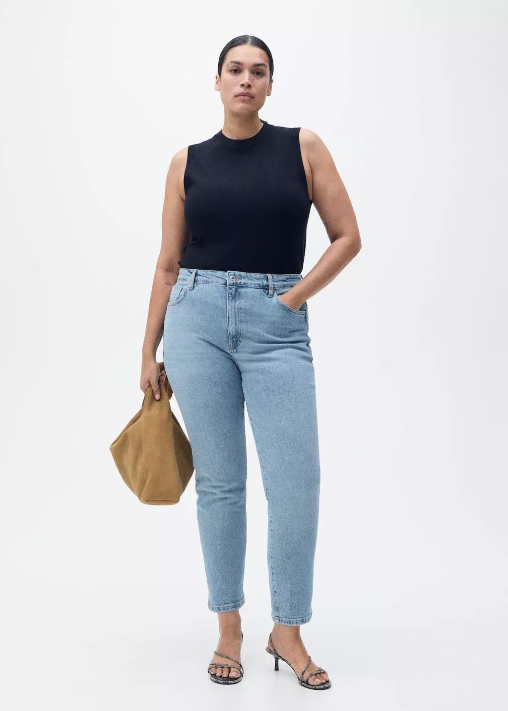 Blue Claudia Slim-Fit Cropped Jeans, , large image number 5