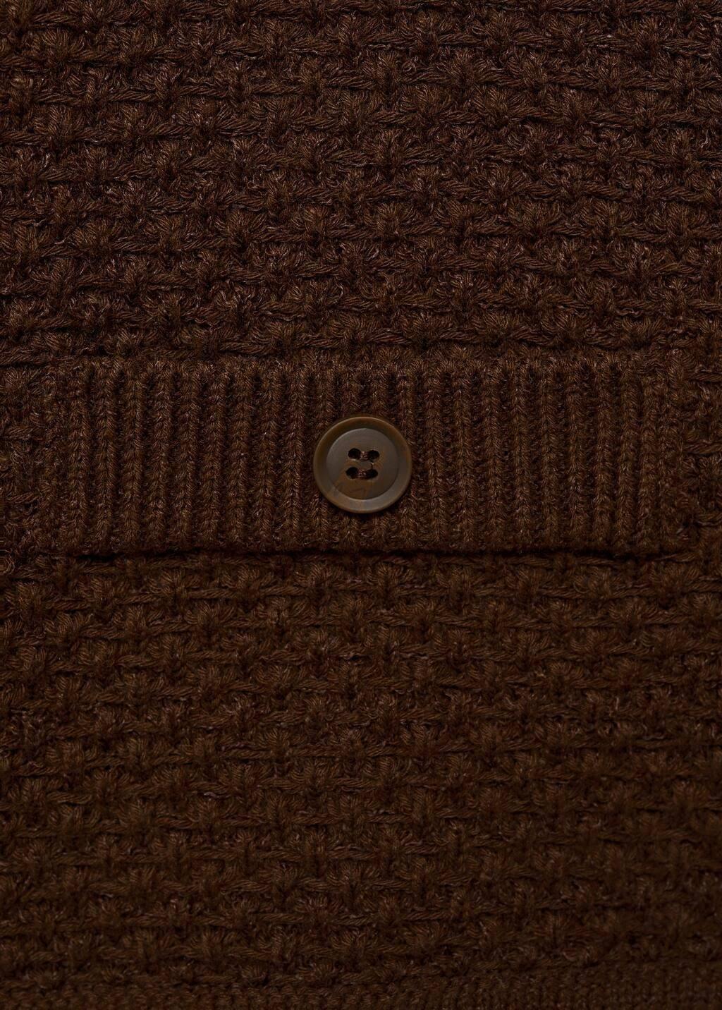 Brown Polo Collar Knitted Jacket, , large image number 4