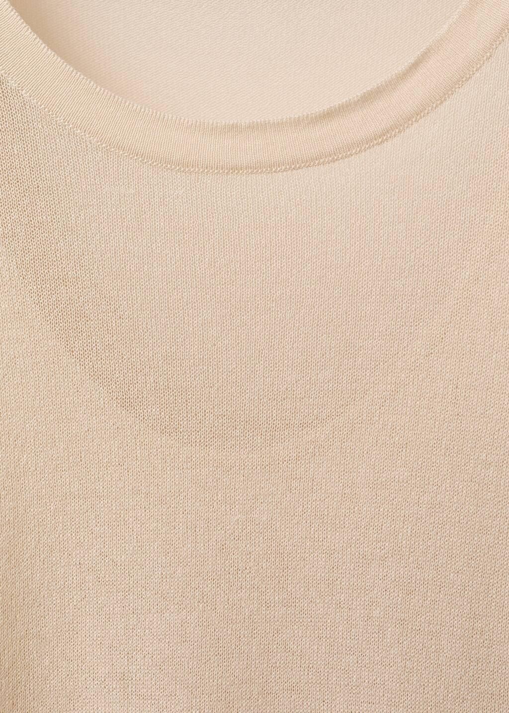 Beige Oversize Short Sleeve Sweater, , large image number 3