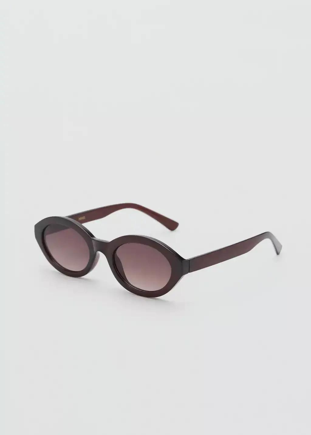 Brown Oval Frame Sunglasses, Brown, large image number 0