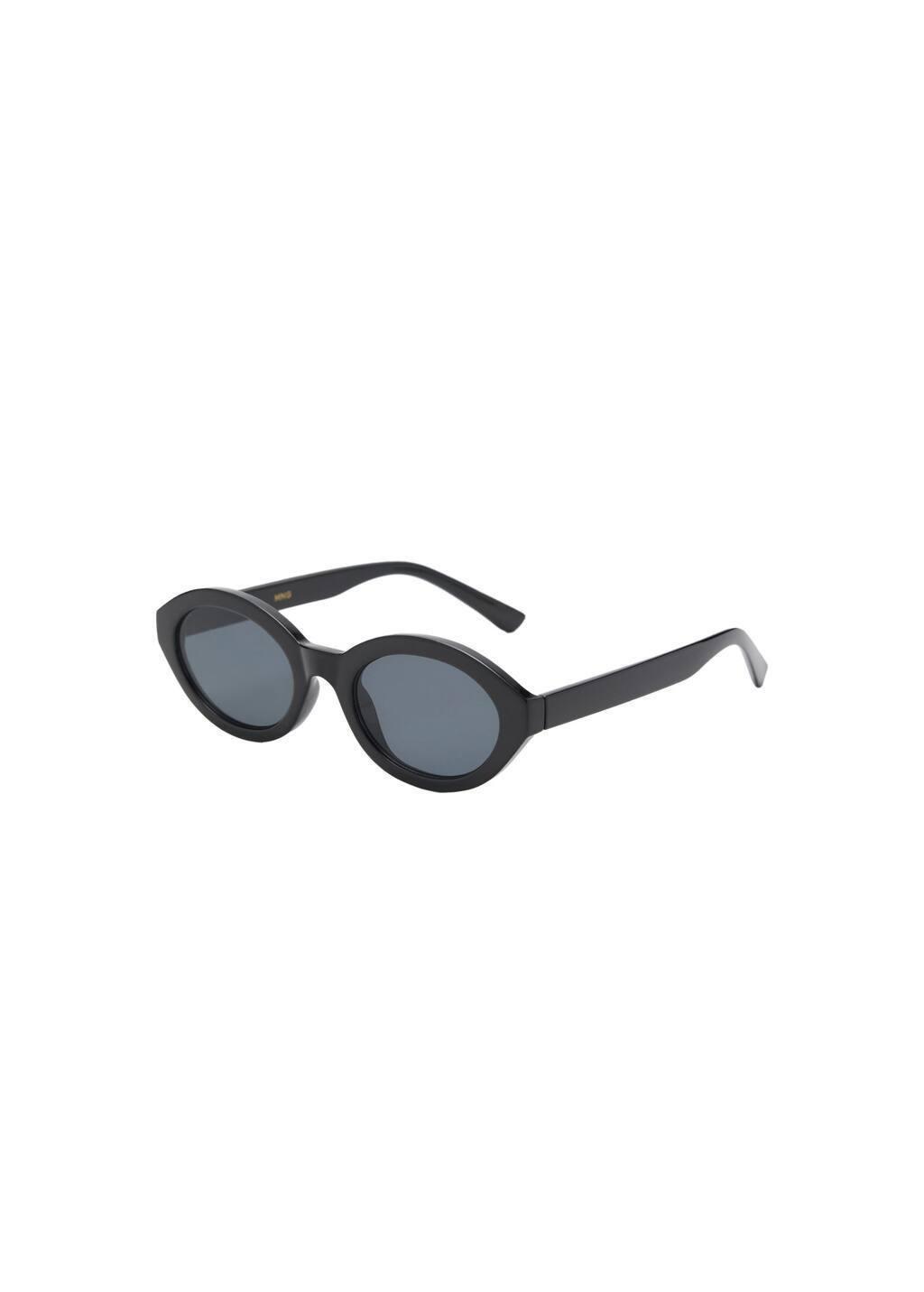 Black Oval Frame Sunglasses, Black, large image number 2