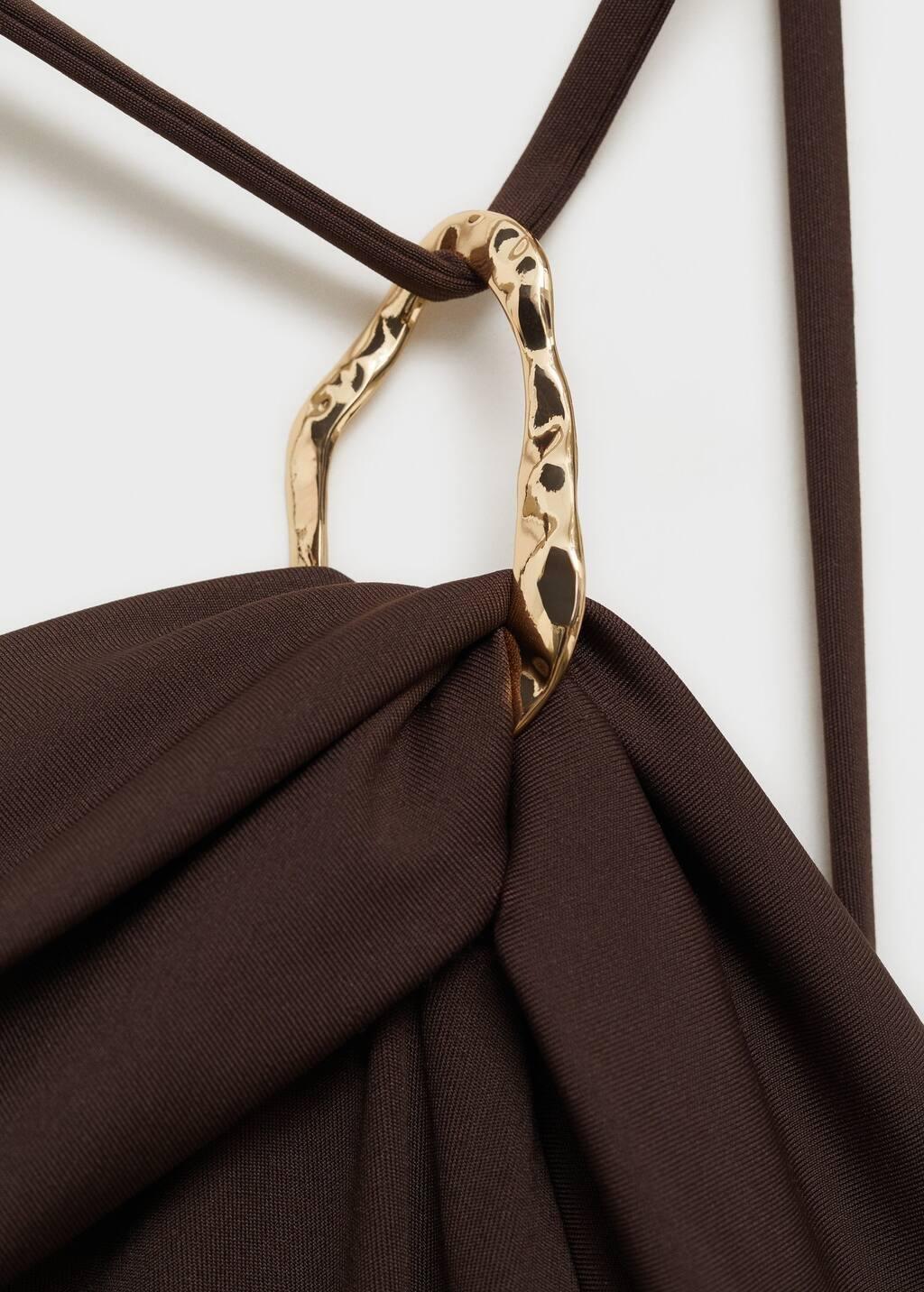 DARK BROWN Asymmetrical swimsuit with hoop, , large image number 5