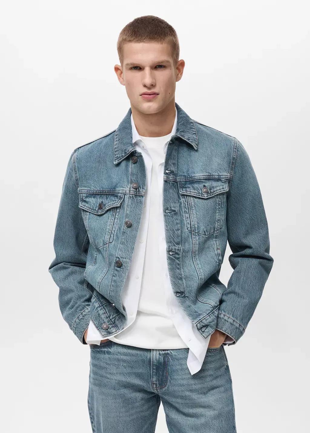 Blue Denim Jacket With Worn-Out Effect, , large image number 0