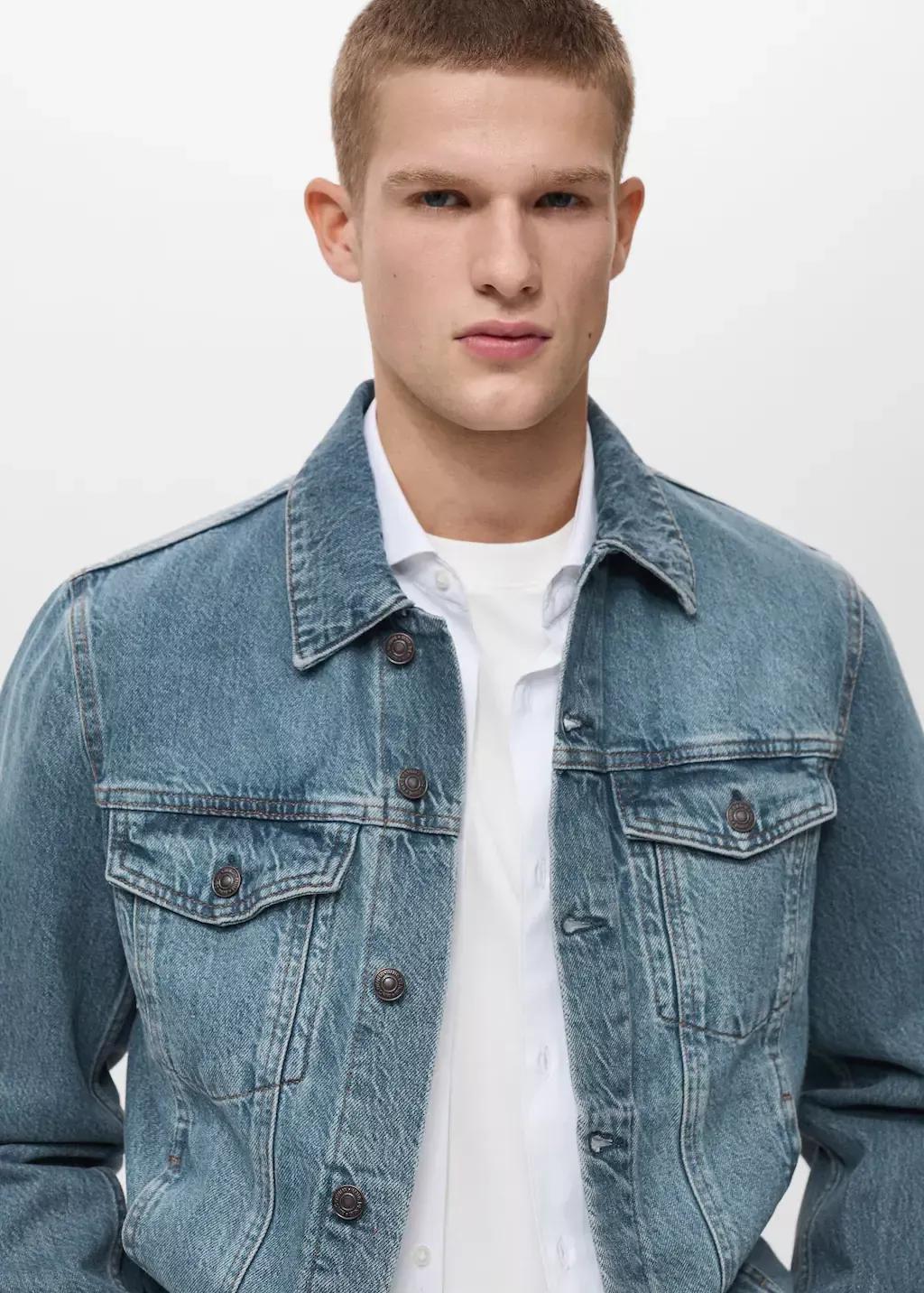 Blue Denim Jacket With Worn-Out Effect, , large image number 1